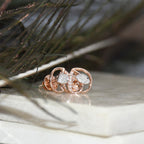 14K/18K Solid Gold Leaf Diamond Stud Earrings | IGI Certified Rose Gold Fine Jewelry