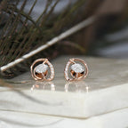 14K/18K Solid Gold Leaf Diamond Stud Earrings | IGI Certified Rose Gold Fine Jewelry