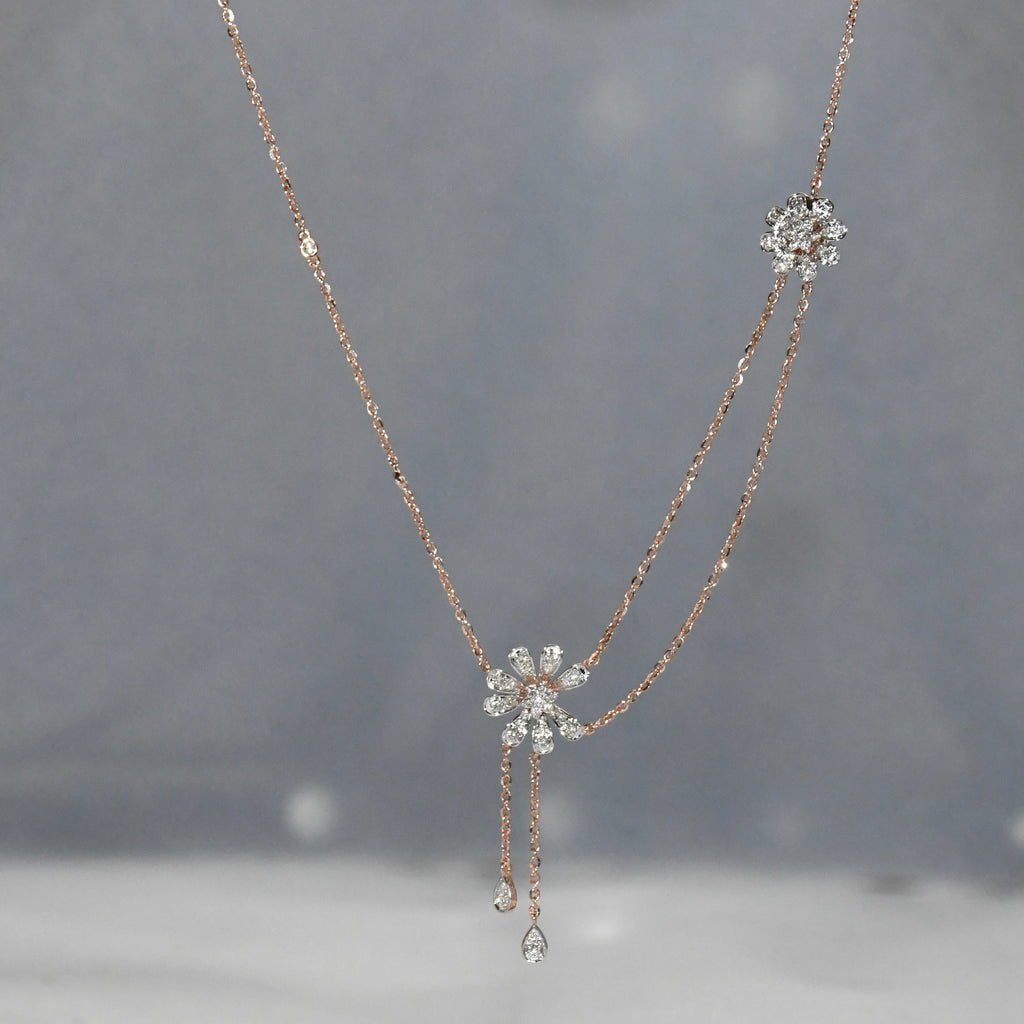 Solid Gold Diamond Necklace | 14K 18K Real Natural Diamonds | IGI Certified Elegant Necklace