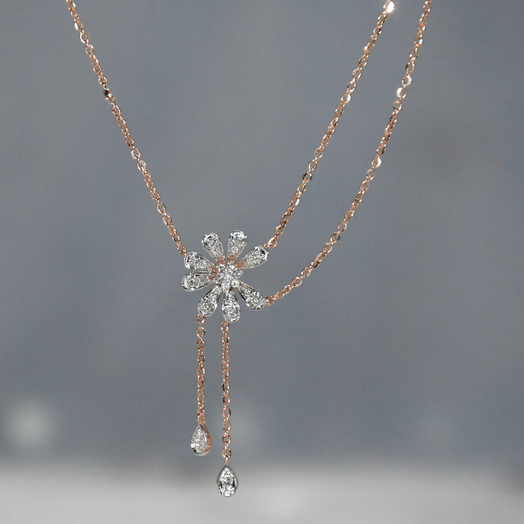 Solid Gold Diamond Necklace | 14K 18K Real Natural Diamonds | IGI Certified Elegant Necklace