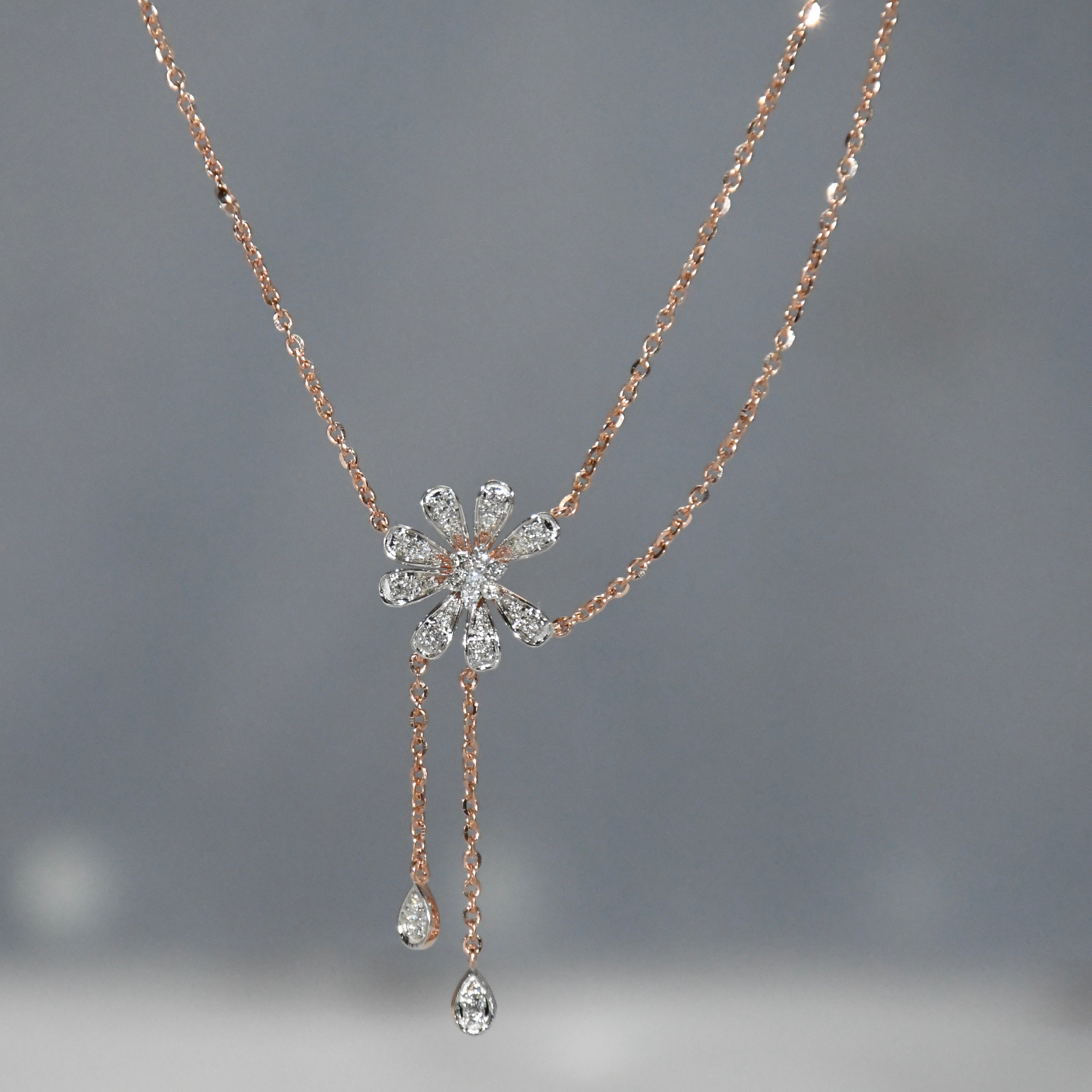 Solid Gold Diamond Necklace | 14K 18K Real Natural Diamonds | IGI Certified Elegant Necklace