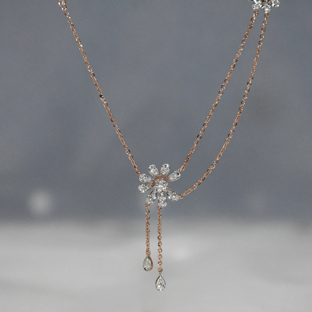 Solid Gold Diamond Necklace | 14K 18K Real Natural Diamonds | IGI Certified Elegant Necklace