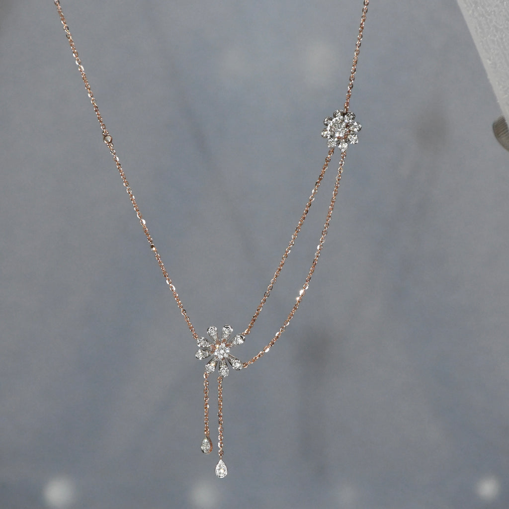 Solid Gold Diamond Necklace | 14K 18K Real Natural Diamonds | IGI Certified Elegant Necklace