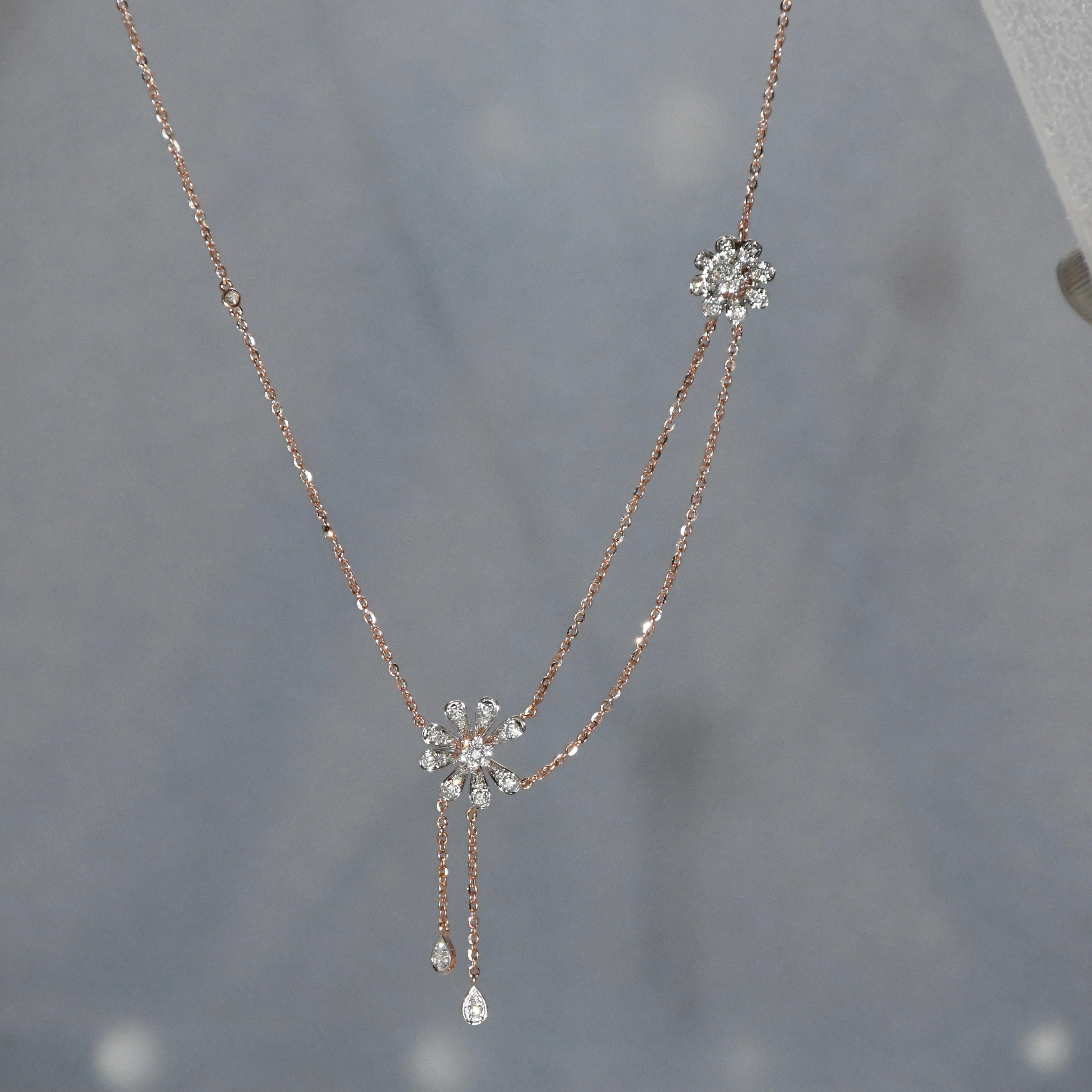Solid Gold Diamond Necklace | 14K 18K Real Natural Diamonds | IGI Certified Elegant Necklace