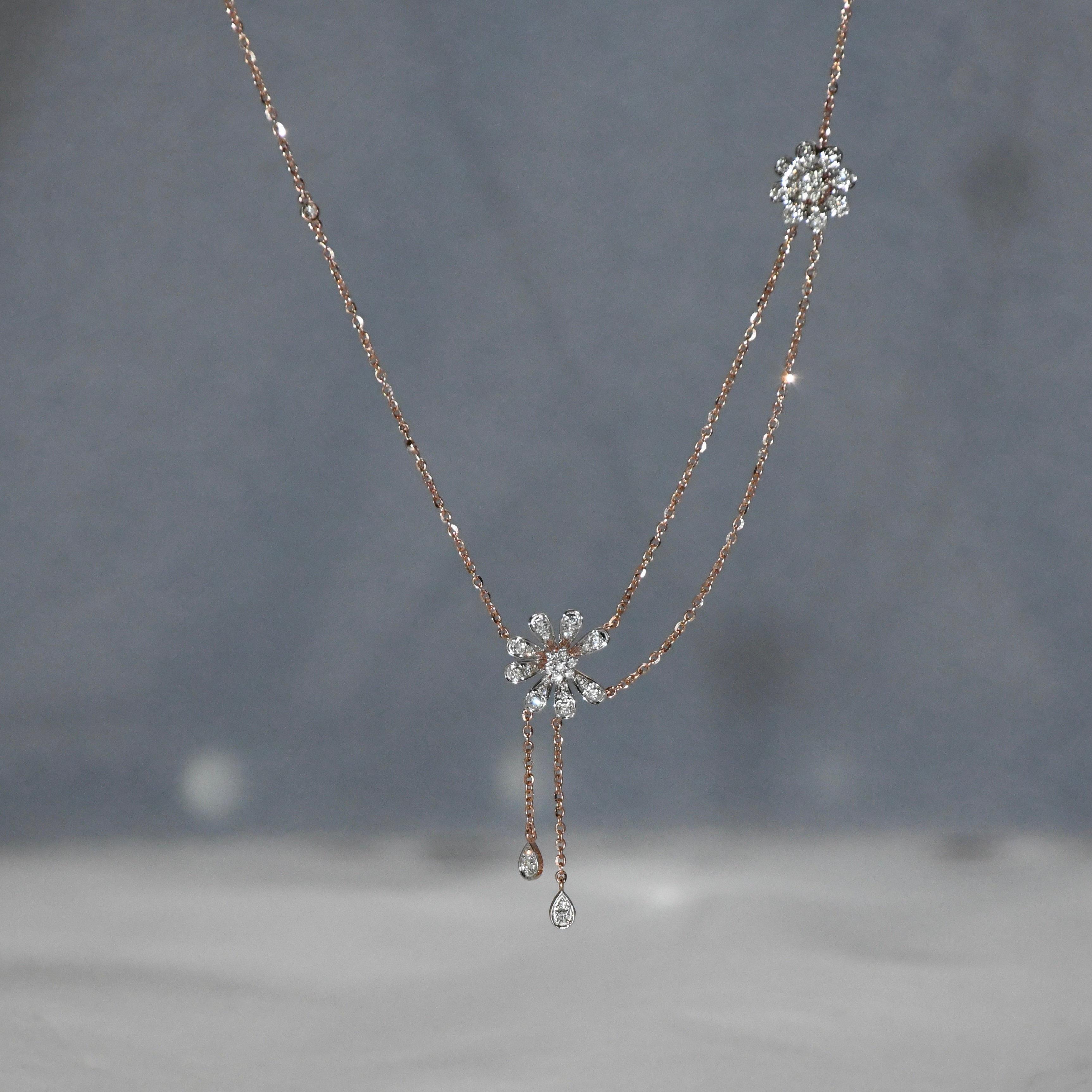 Solid Gold Diamond Necklace | 14K 18K Real Natural Diamonds | IGI Certified Elegant Necklace