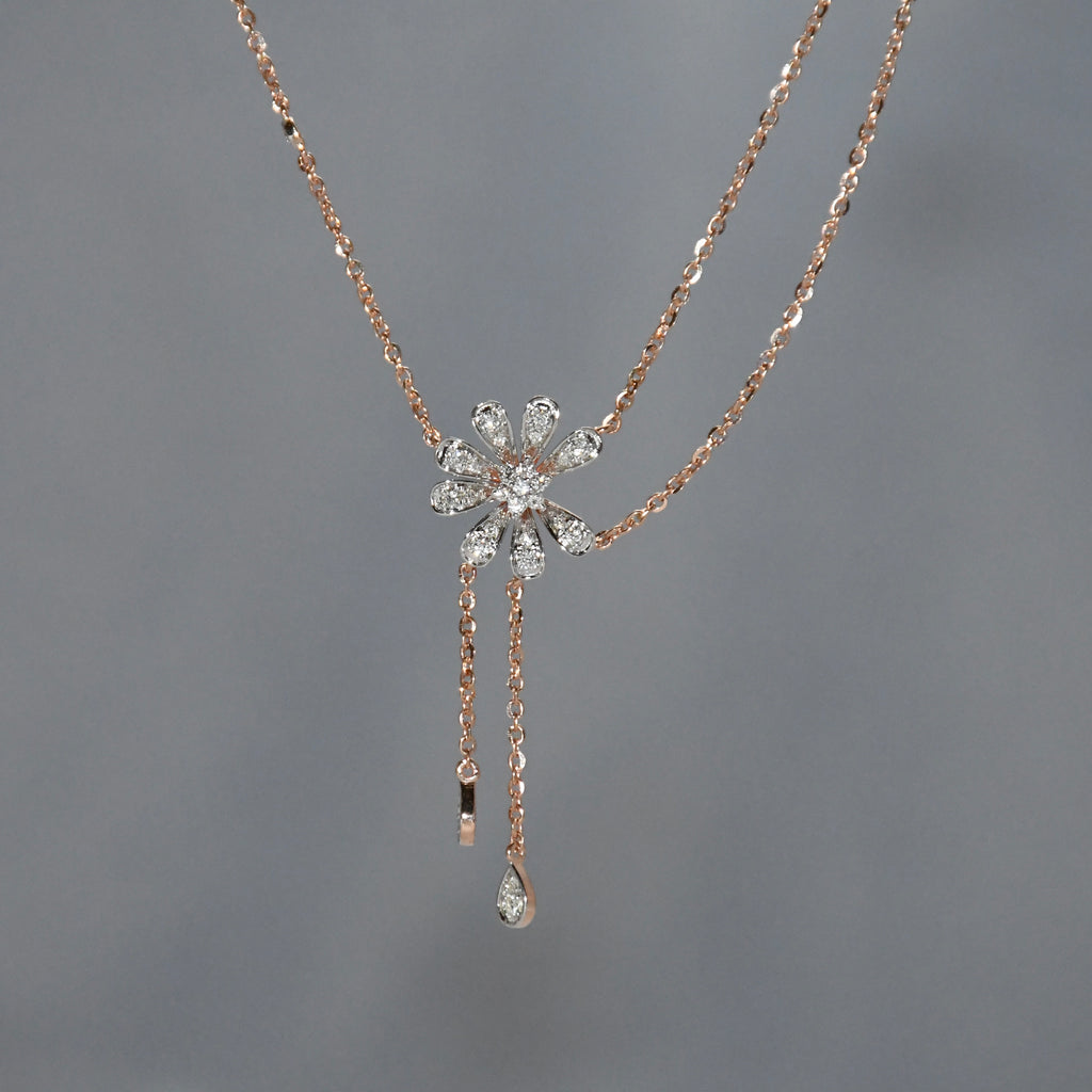 Solid Gold Diamond Necklace | 14K 18K Real Natural Diamonds | IGI Certified Elegant Necklace
