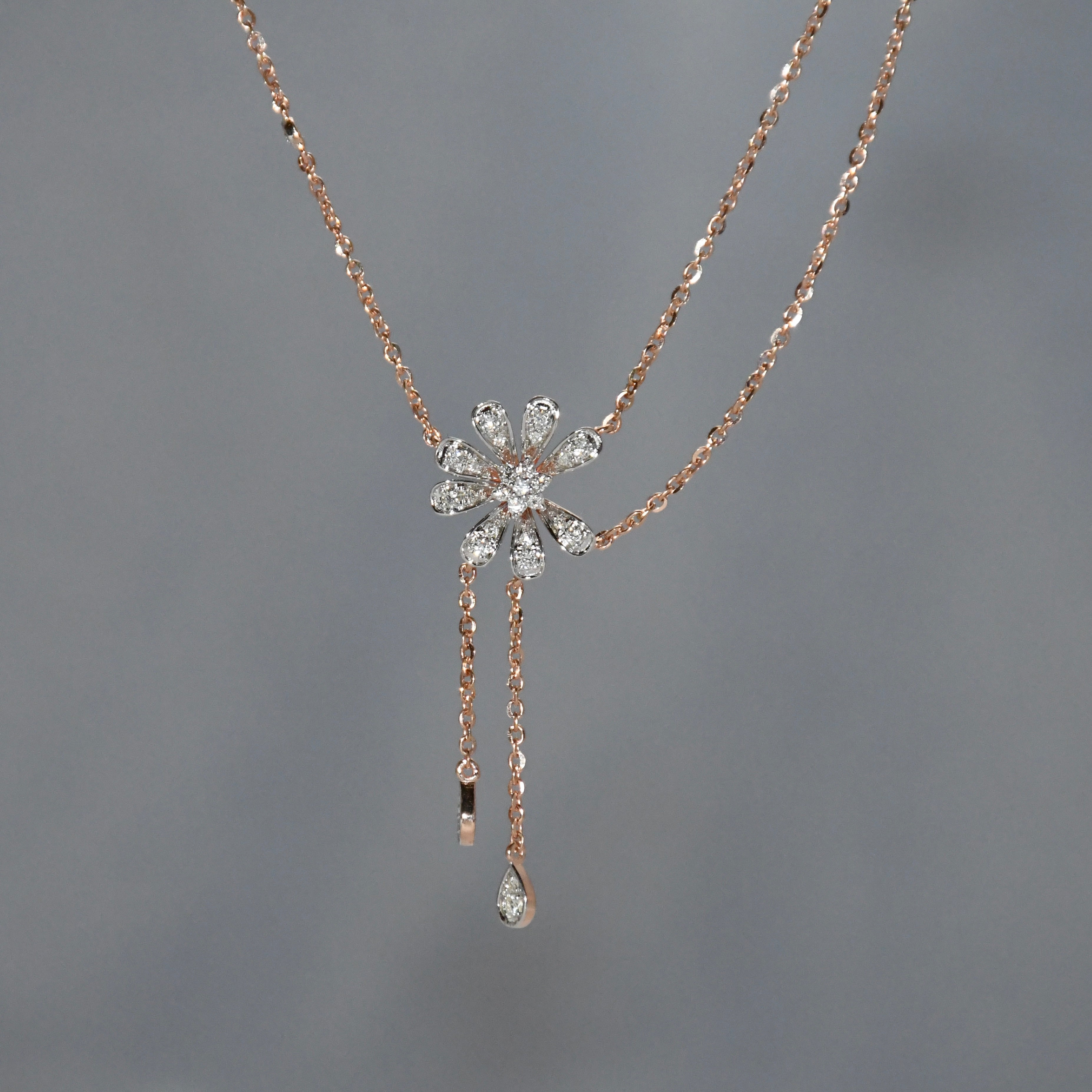 Solid Gold Diamond Necklace | 14K 18K Real Natural Diamonds | IGI Certified Elegant Necklace