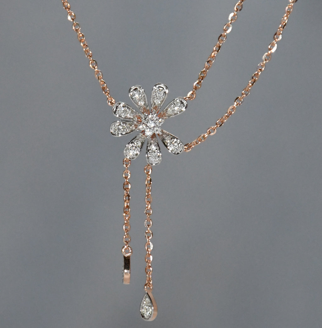 Solid Gold Diamond Necklace | 14K 18K Real Natural Diamonds | IGI Certified Elegant Necklace