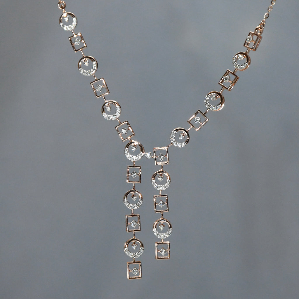 14K Gold Diamond Bridal Jewelry Set: Necklace & Earrings