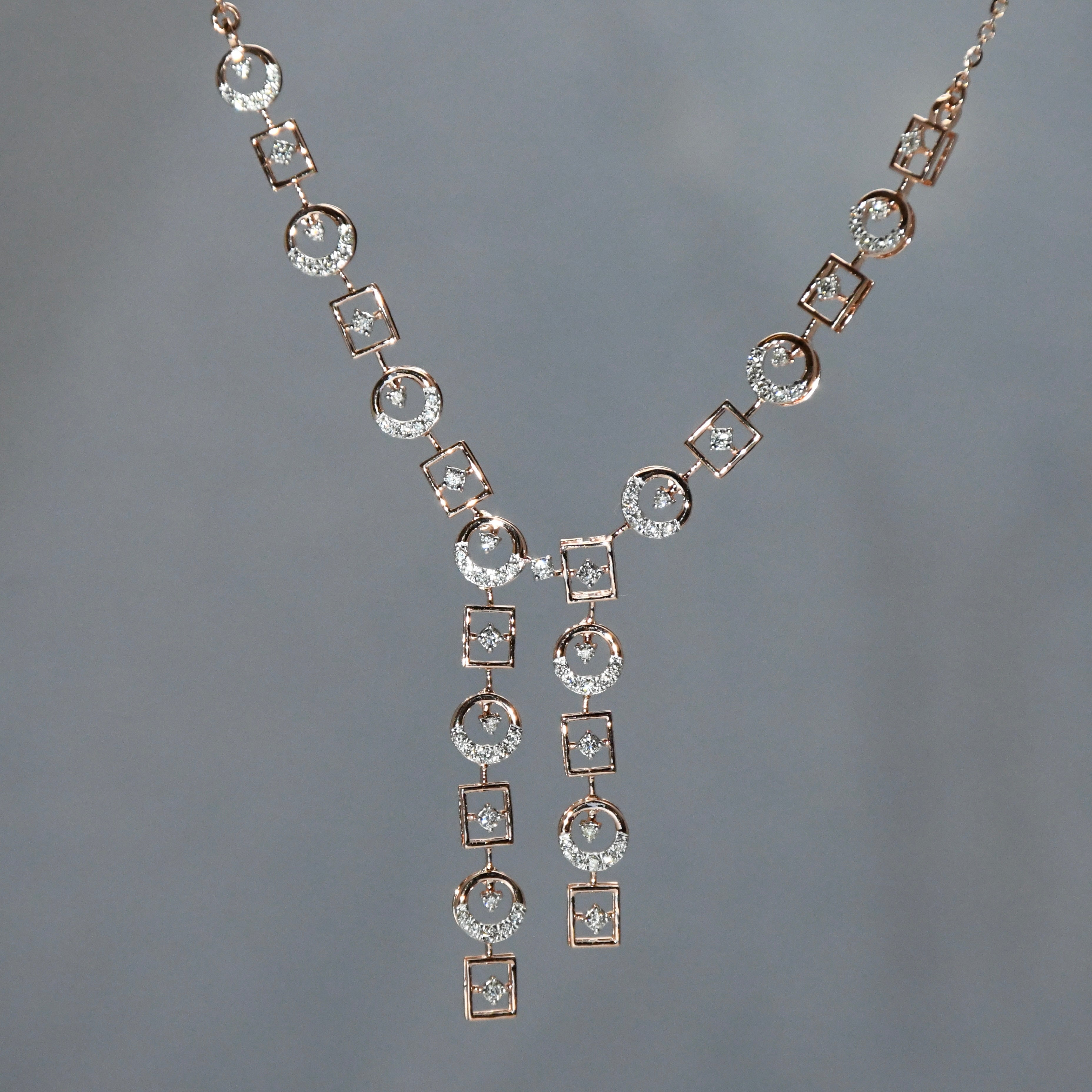 14K Gold Diamond Bridal Jewelry Set: Necklace & Earrings