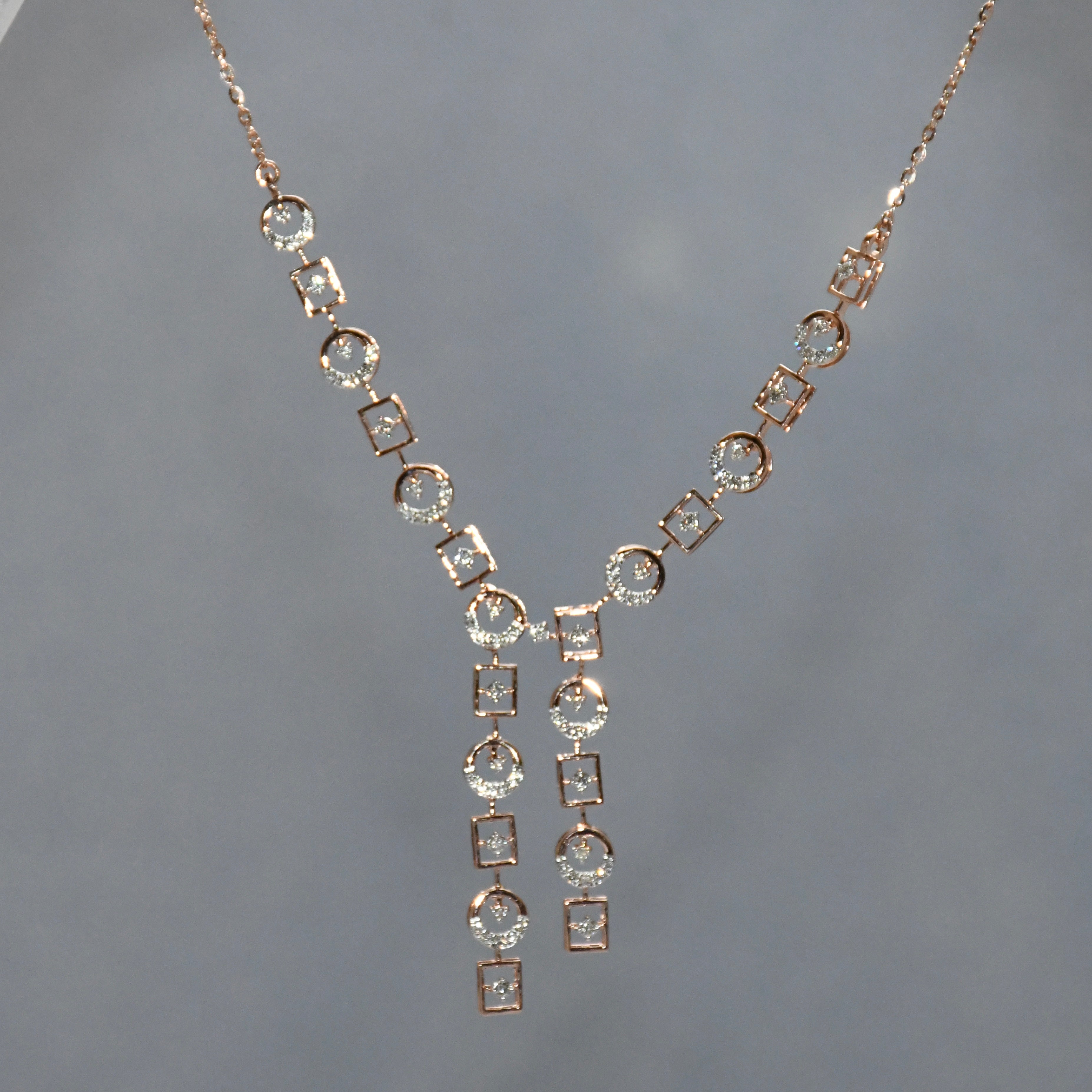14K Gold Diamond Bridal Jewelry Set: Necklace & Earrings