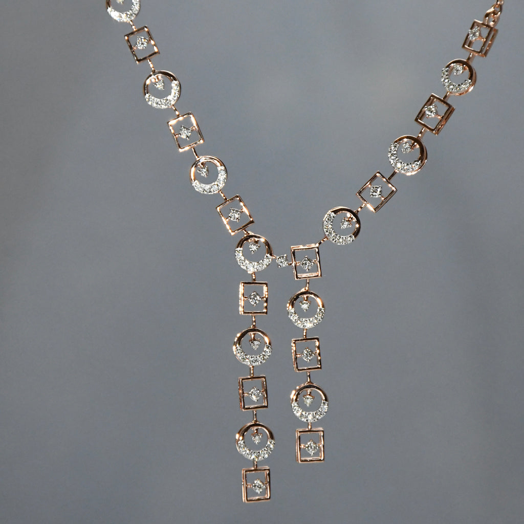 14K Gold Diamond Bridal Jewelry Set: Necklace & Earrings