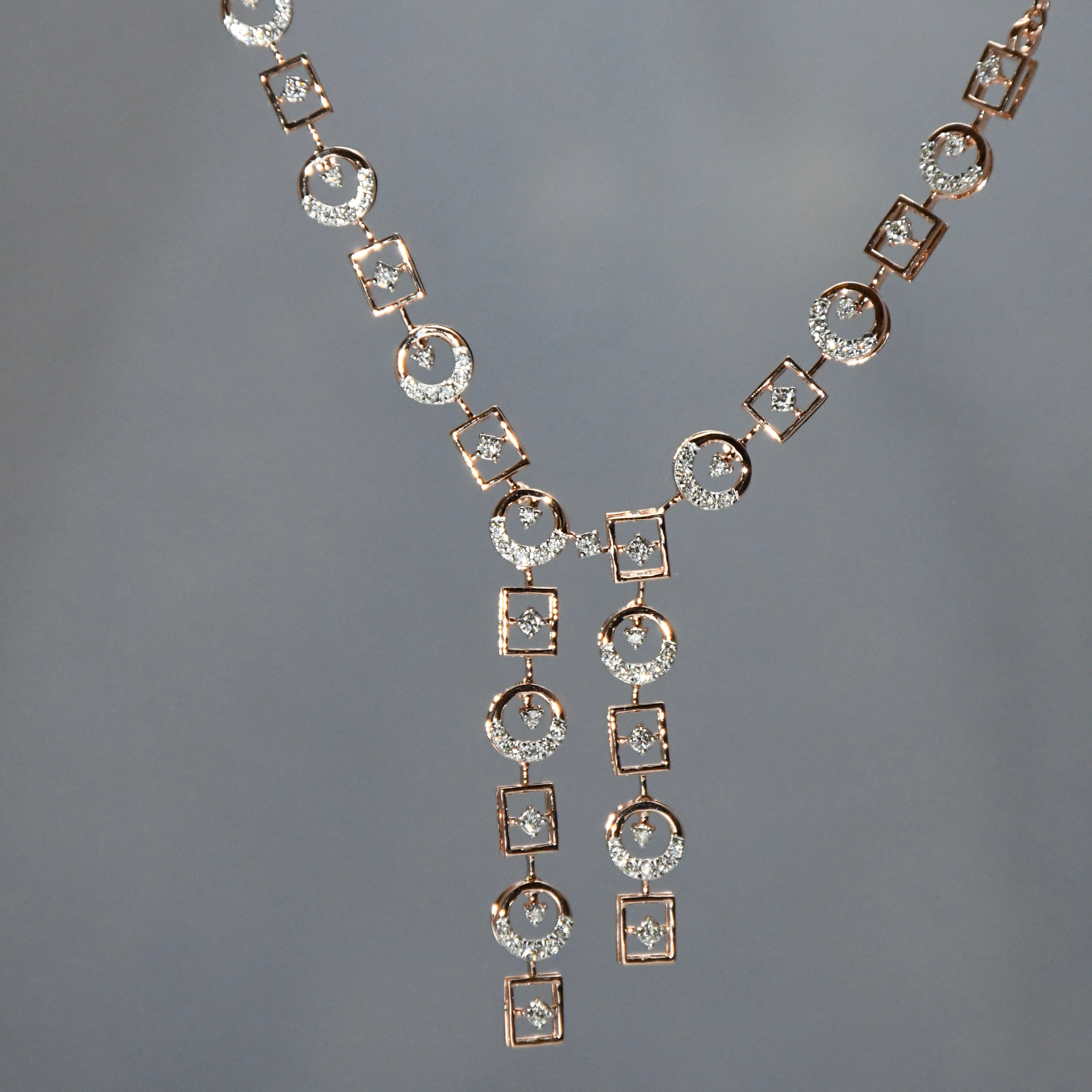 14K Gold Diamond Bridal Jewelry Set: Necklace & Earrings