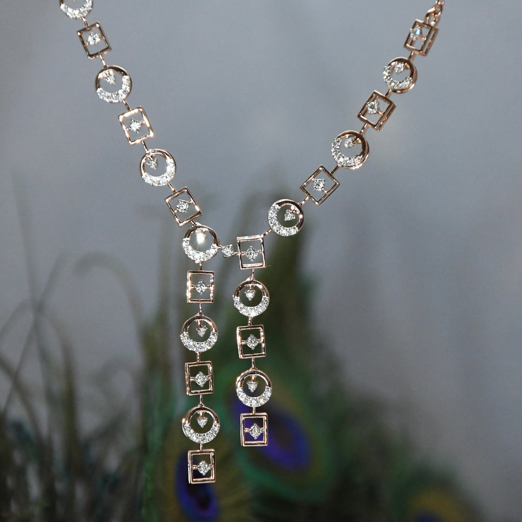 14K Gold Diamond Bridal Jewelry Set: Necklace & Earrings