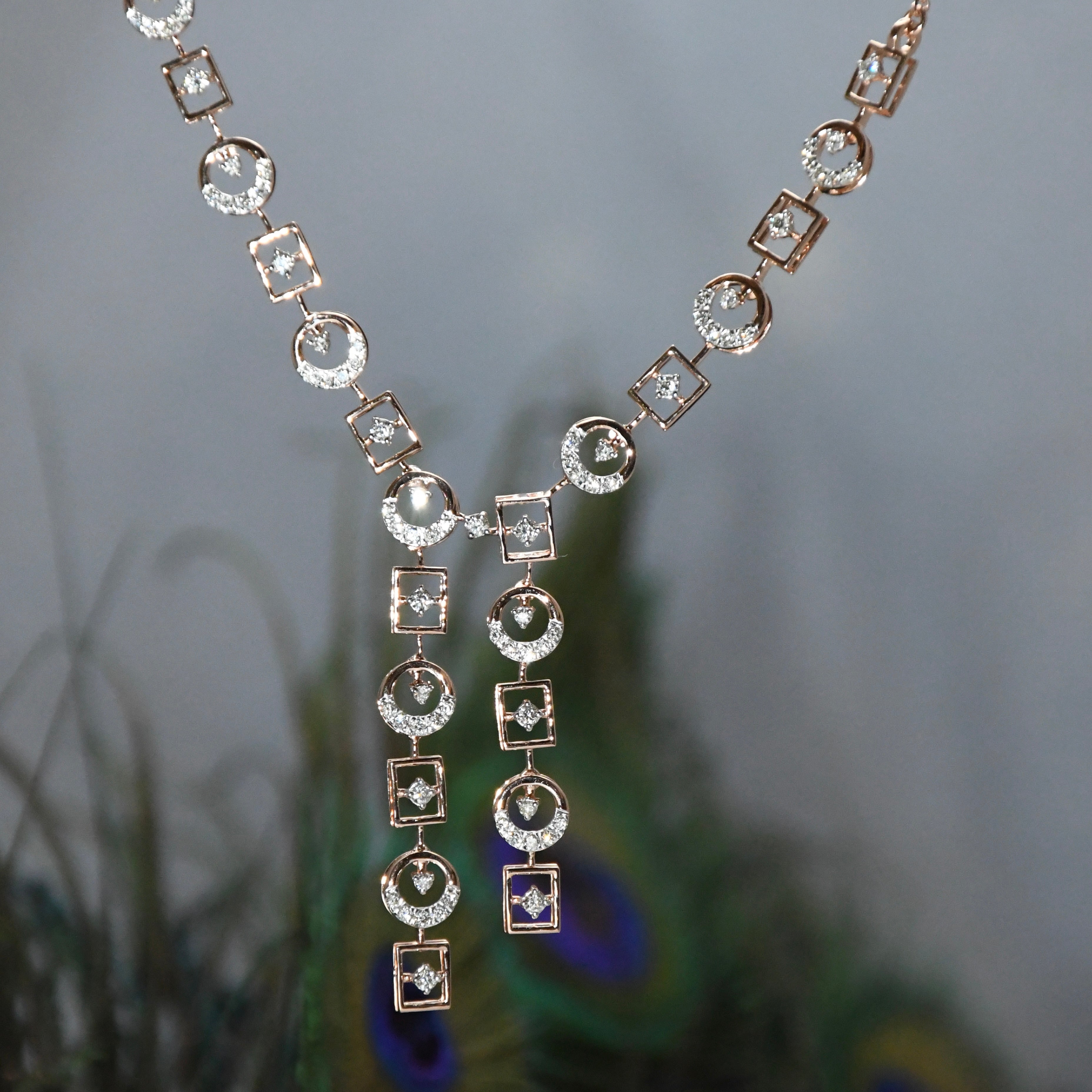 14K Gold Diamond Bridal Jewelry Set: Necklace & Earrings
