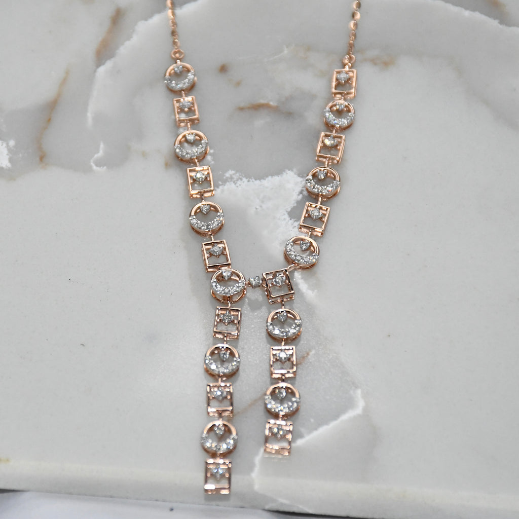 14K Gold Diamond Bridal Jewelry Set: Necklace & Earrings