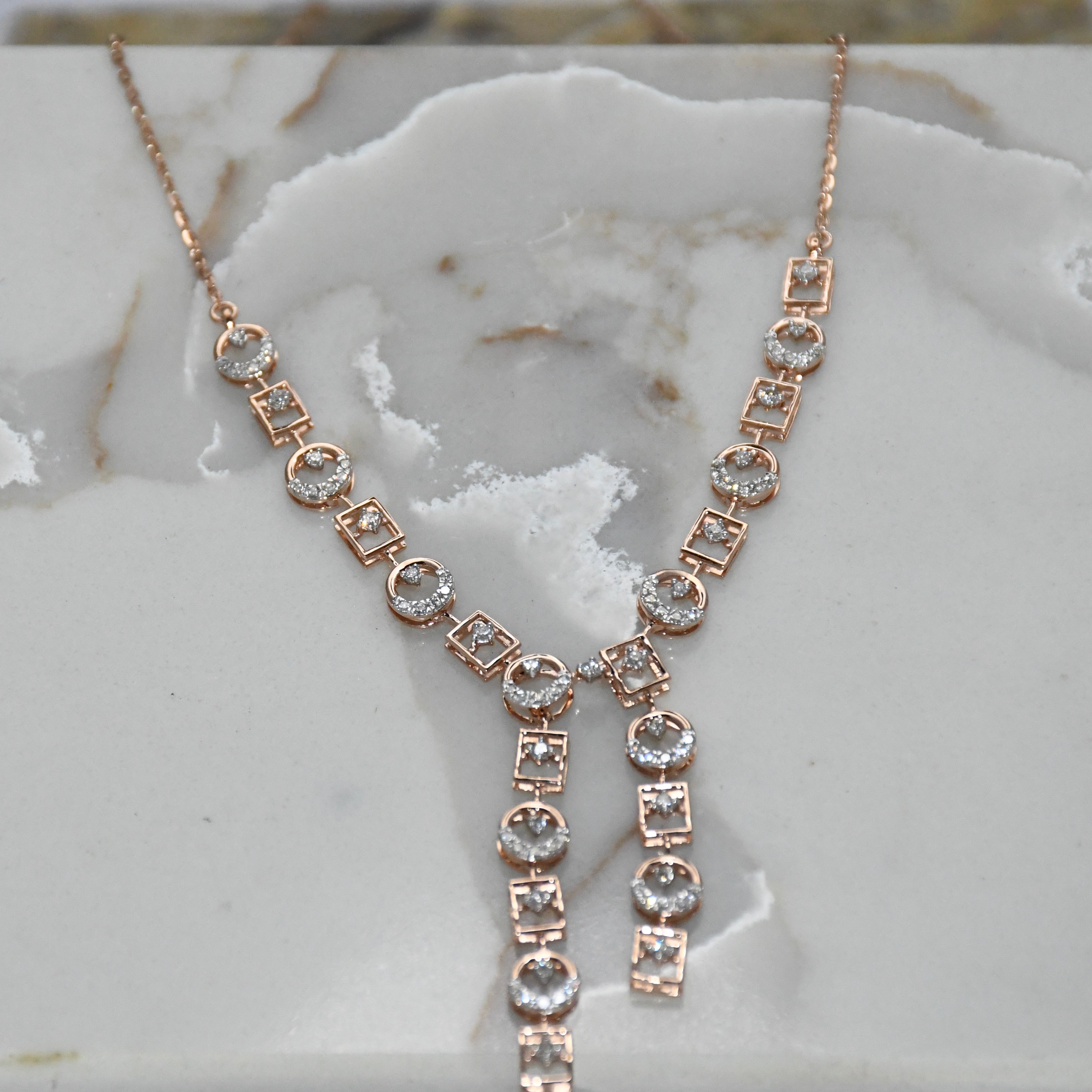 14K Gold Diamond Bridal Jewelry Set: Necklace & Earrings