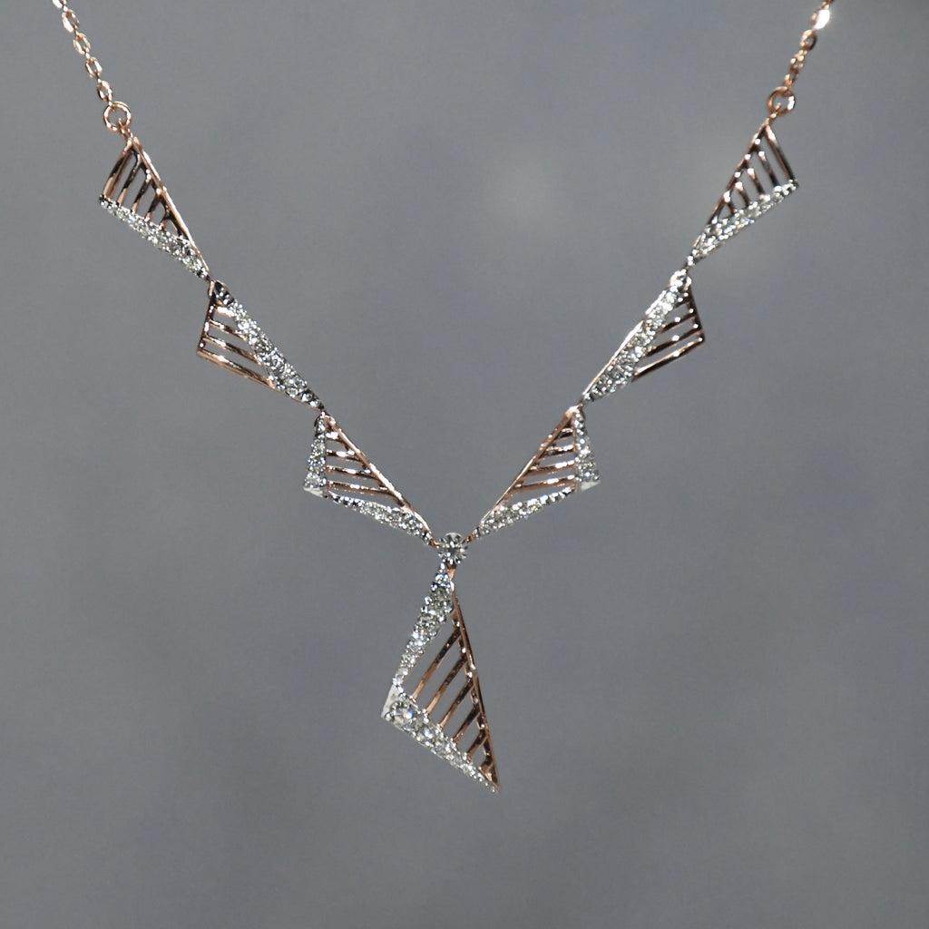 14K Gold Diamond Bridal Jewelry Set: Necklace & Earrings