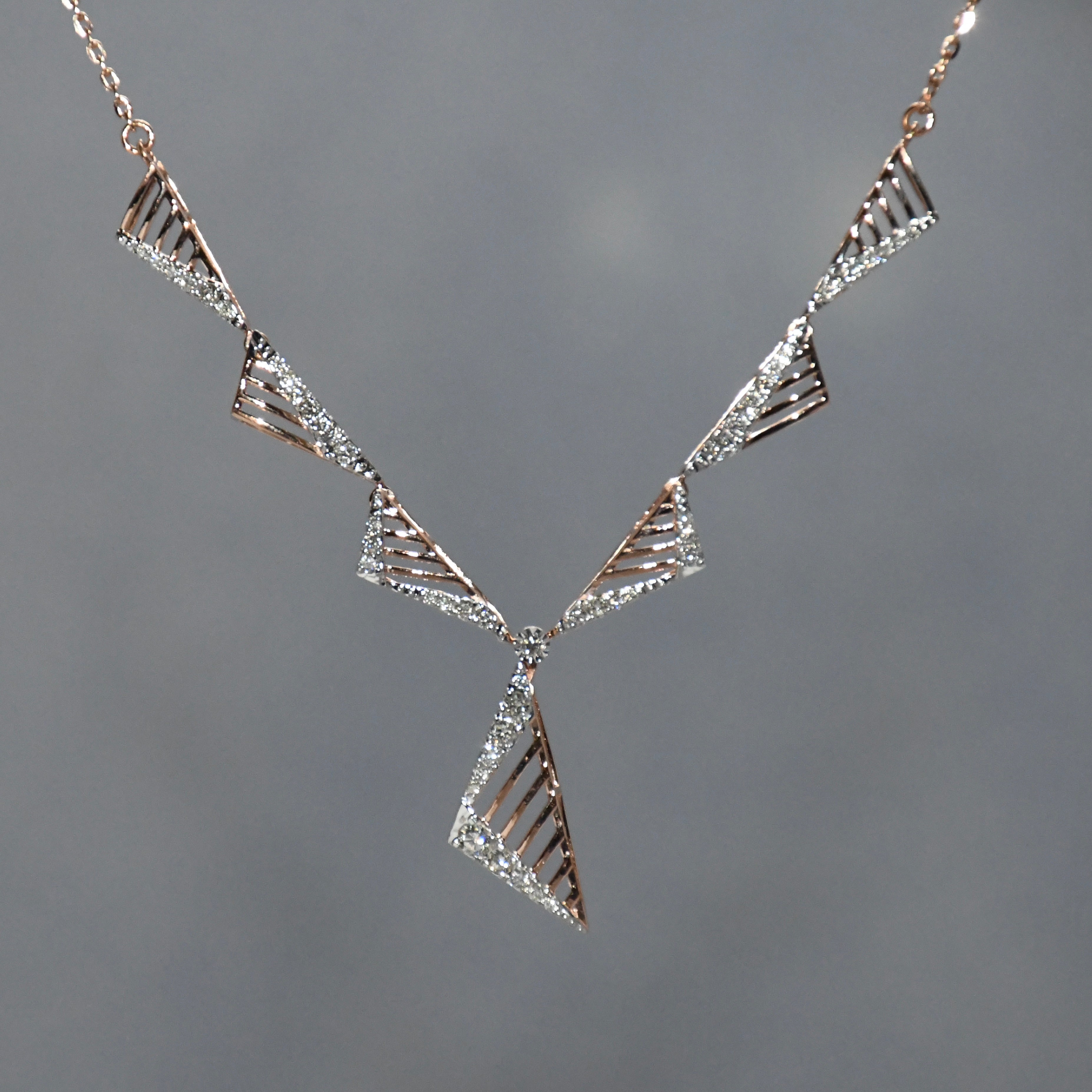 14K Gold Diamond Bridal Jewelry Set: Necklace & Earrings