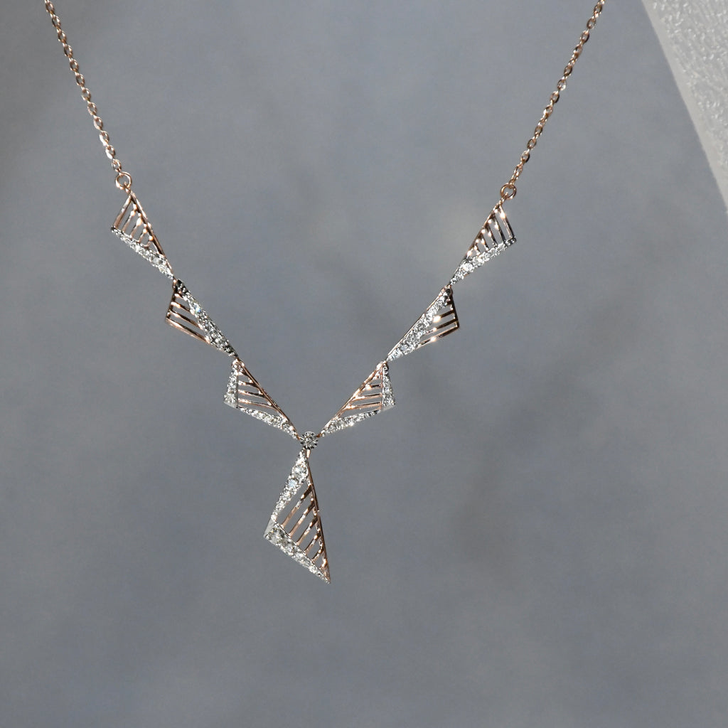 14K Gold Diamond Bridal Jewelry Set: Necklace & Earrings