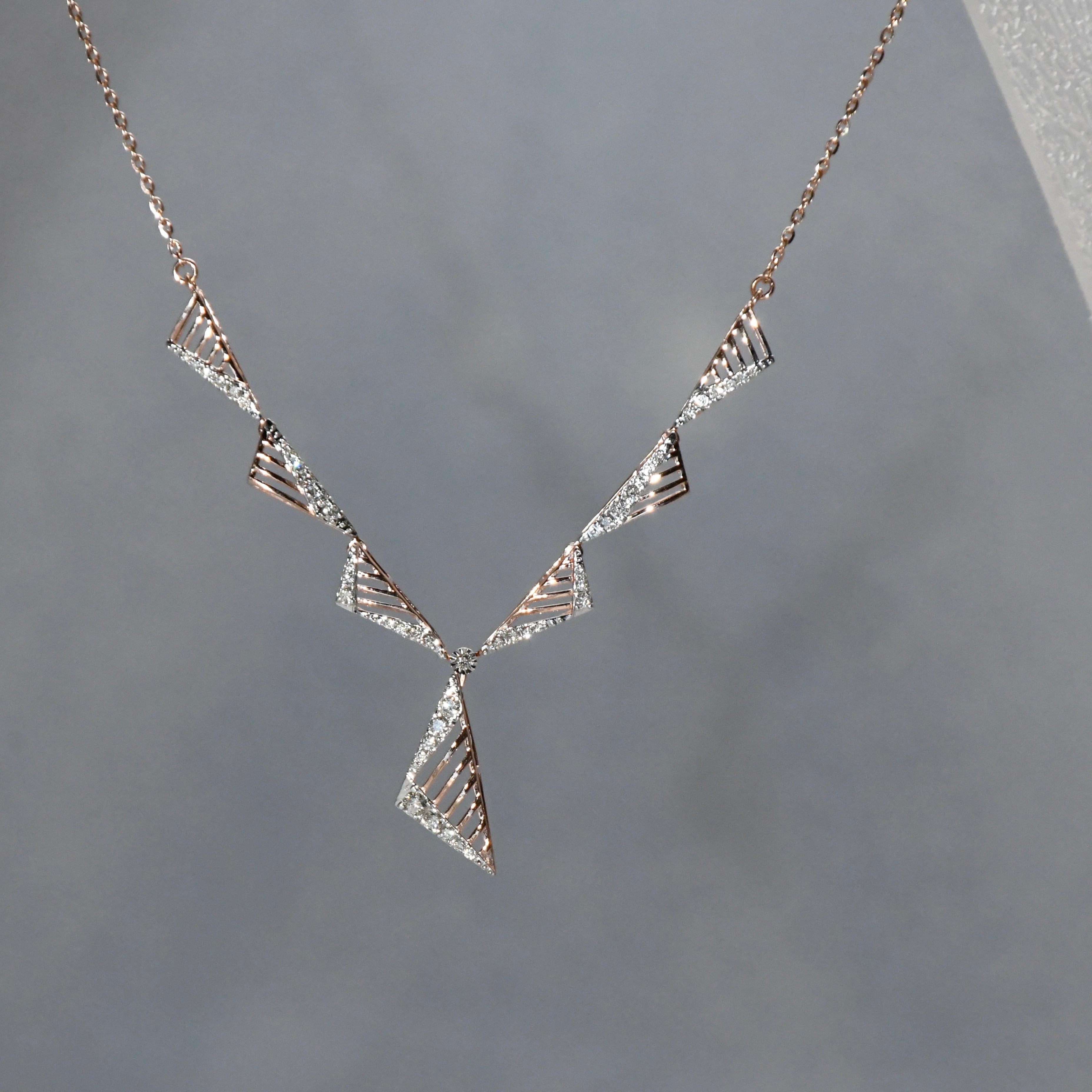 14K Gold Diamond Bridal Jewelry Set: Necklace & Earrings