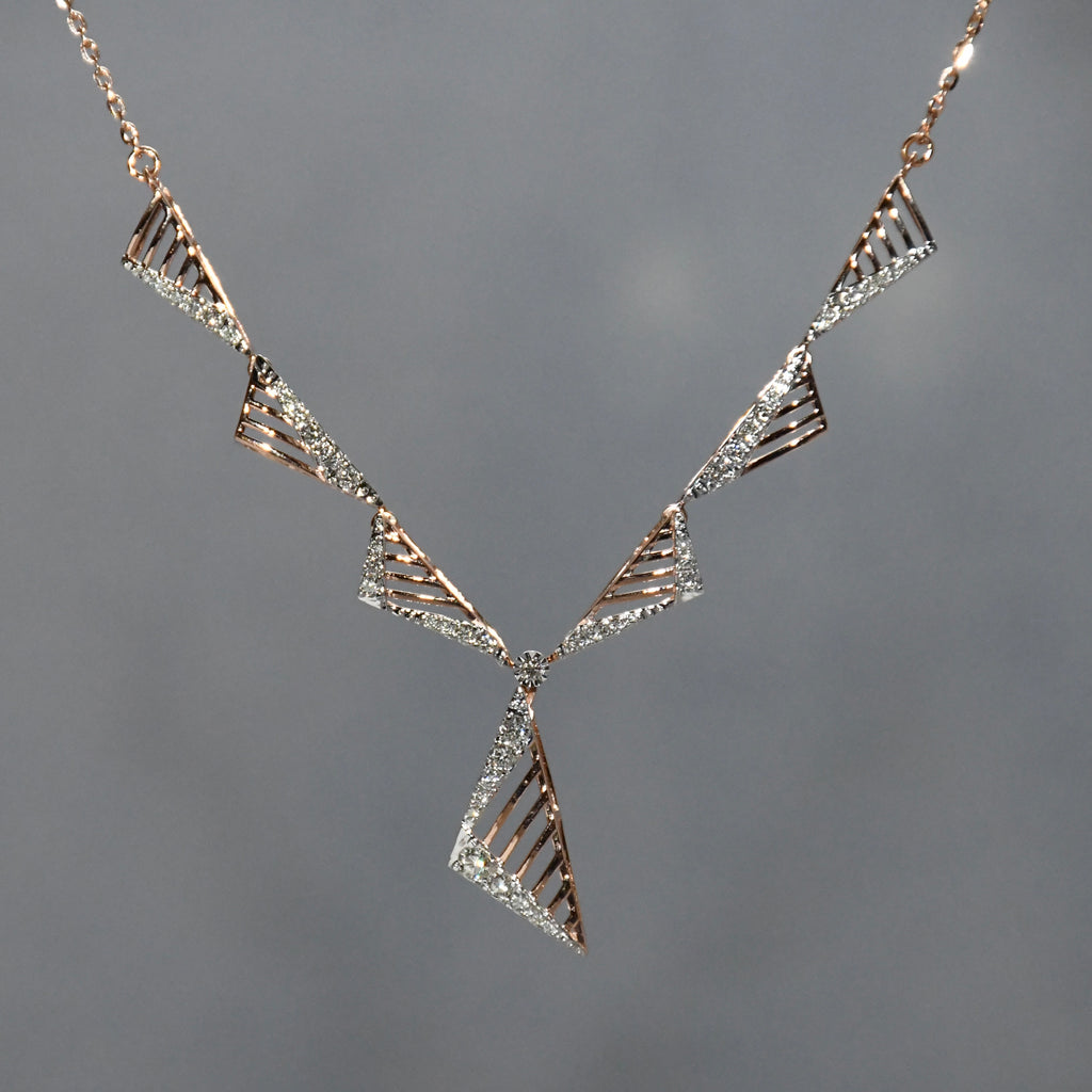 14K Gold Diamond Bridal Jewelry Set: Necklace & Earrings
