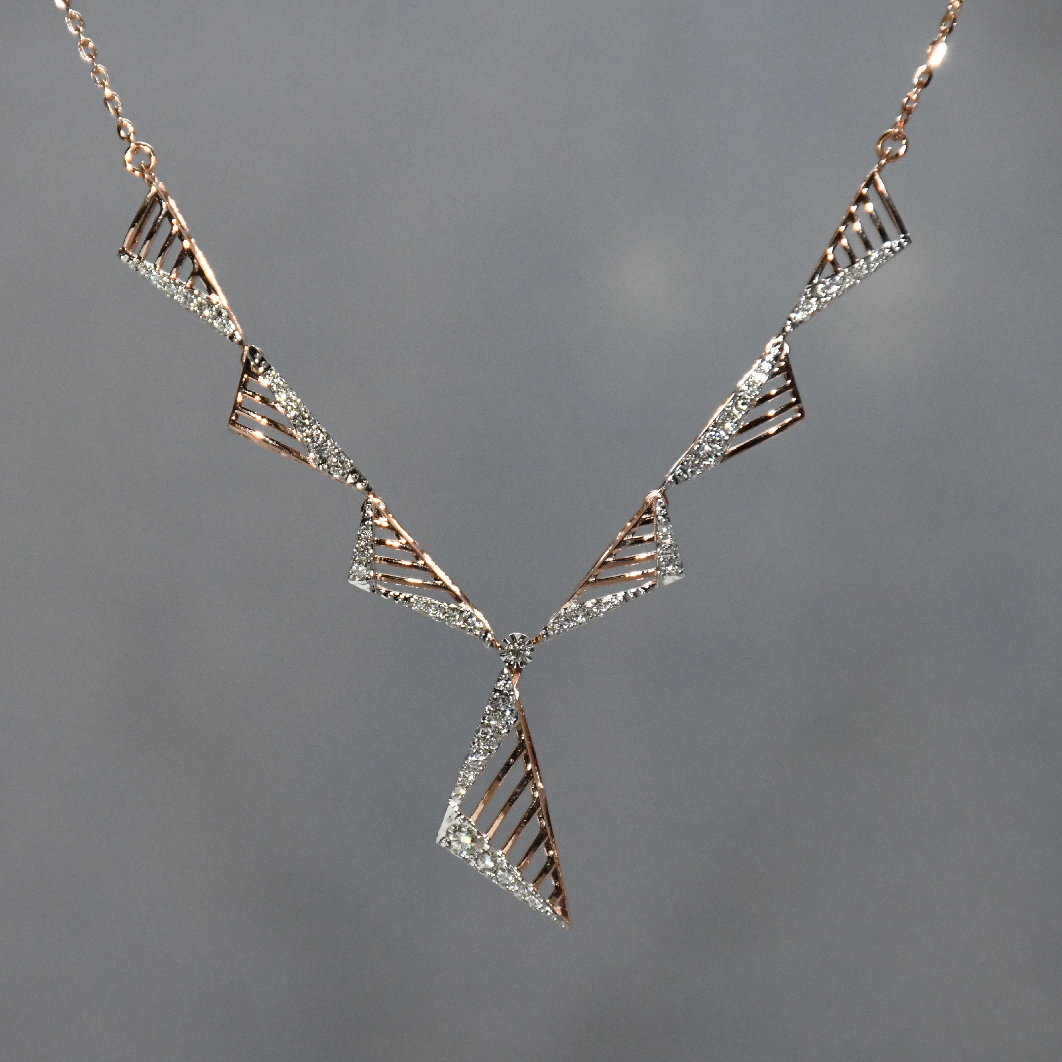14K Gold Diamond Bridal Jewelry Set: Necklace & Earrings
