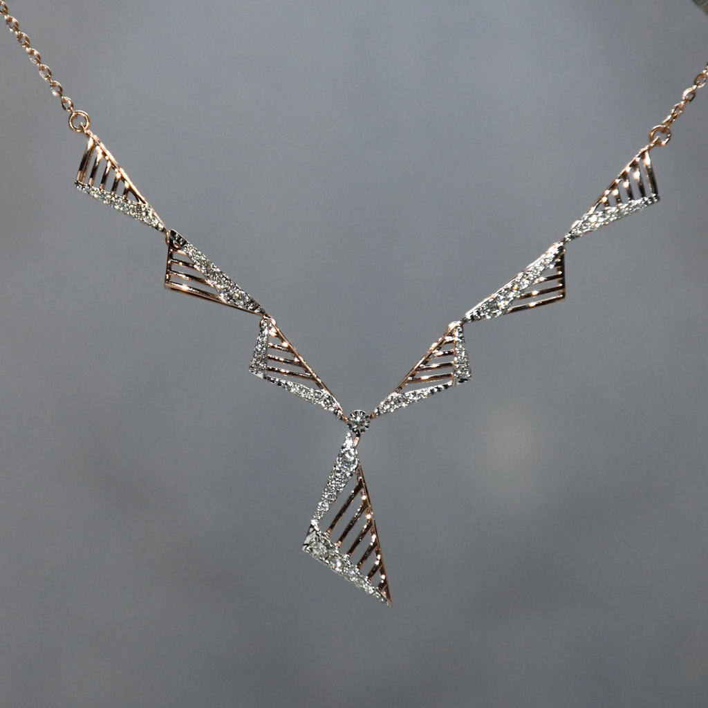 14K Gold Diamond Bridal Jewelry Set: Necklace & Earrings