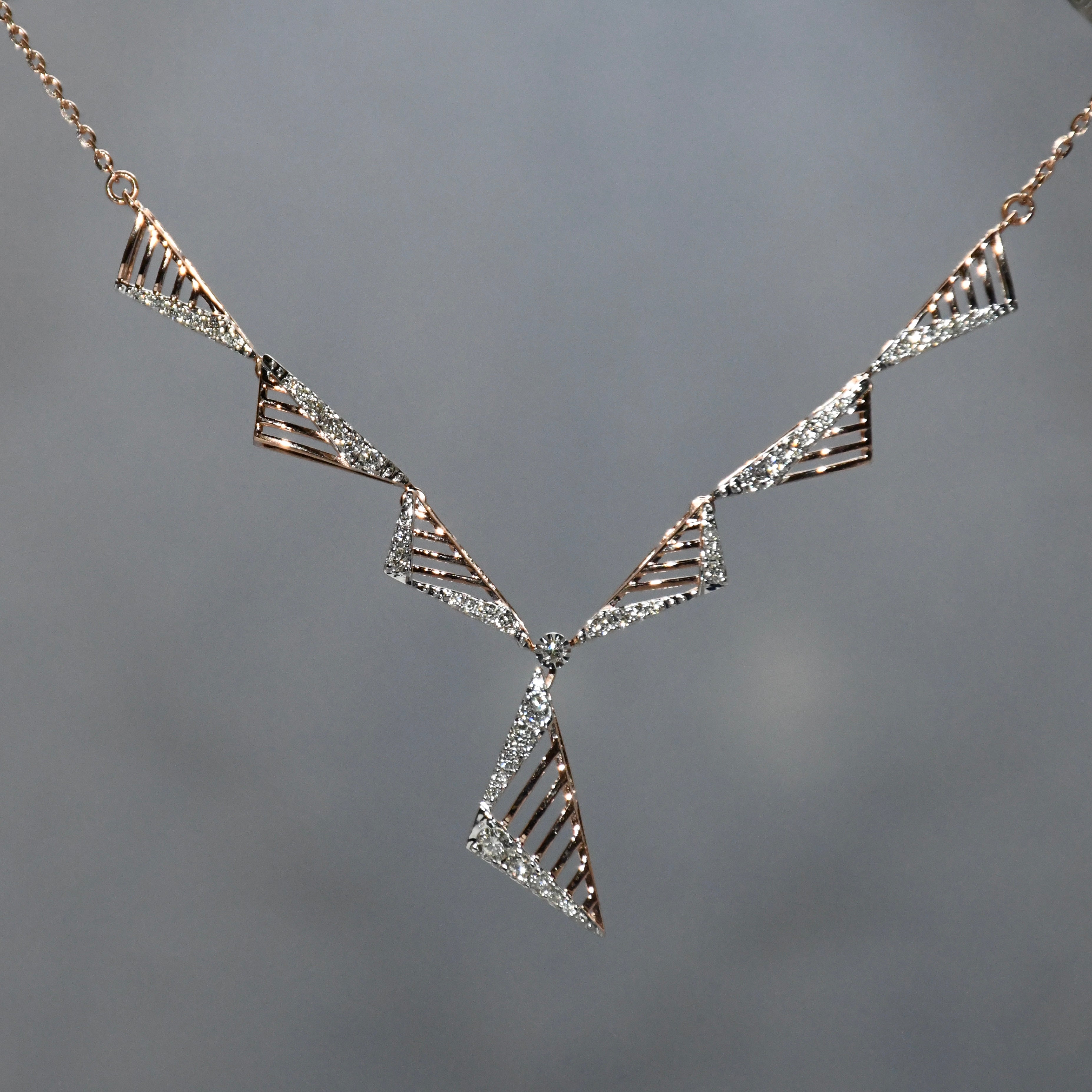 14K Gold Diamond Bridal Jewelry Set: Necklace & Earrings