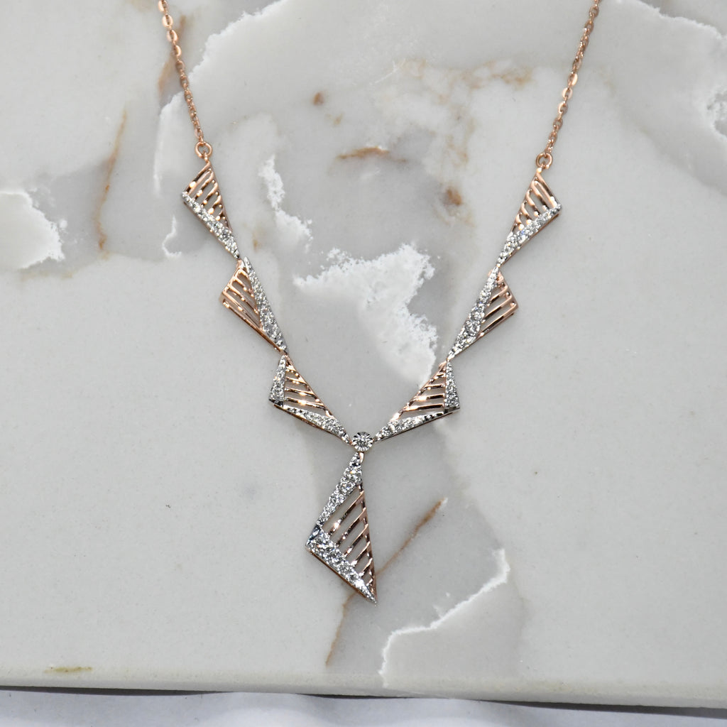 14K Gold Diamond Bridal Jewelry Set: Necklace & Earrings