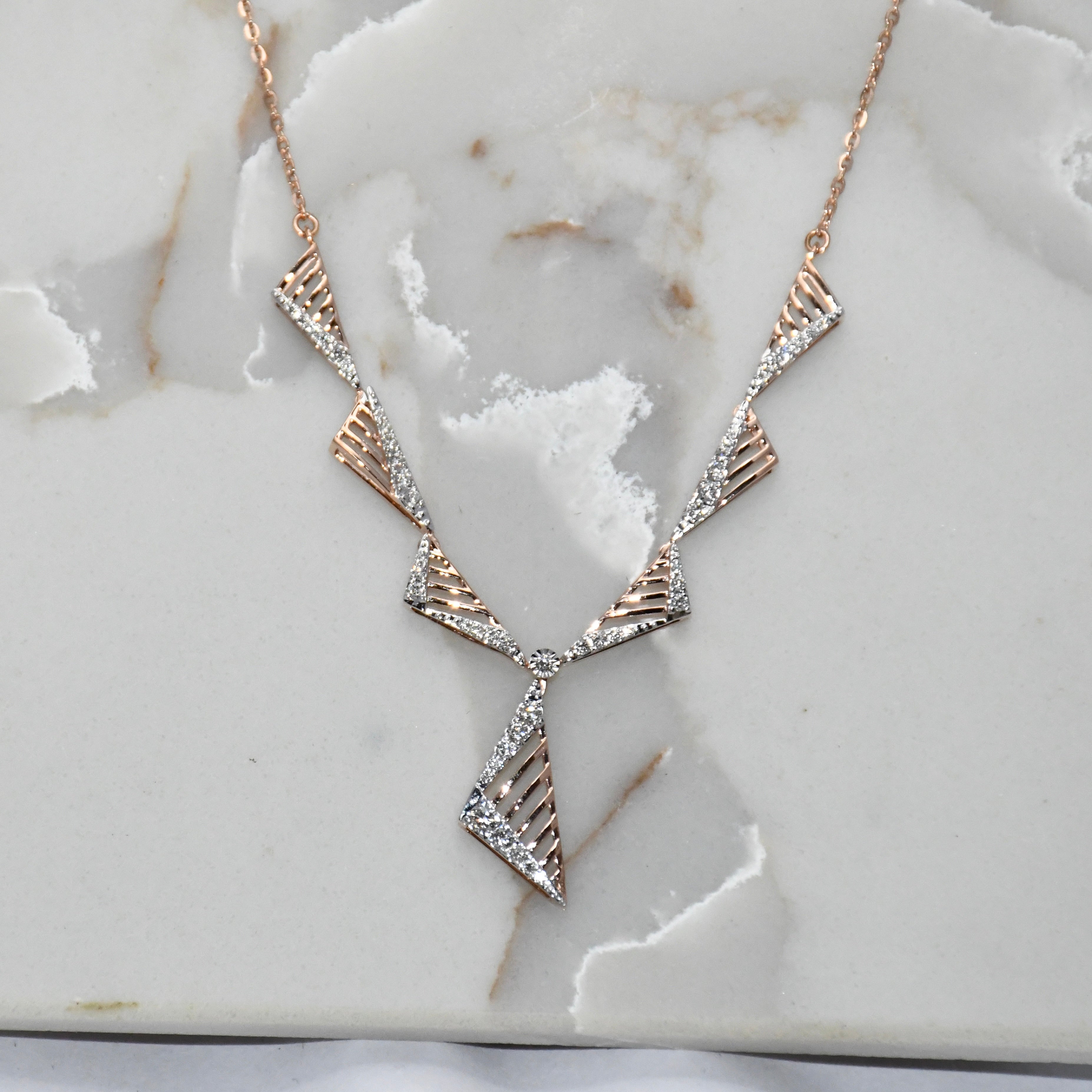 14K Gold Diamond Bridal Jewelry Set: Necklace & Earrings