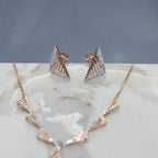 14K Gold Diamond Bridal Jewelry Set: Necklace & Earrings