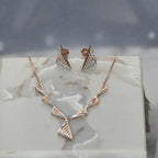 14K Gold Diamond Bridal Jewelry Set: Necklace & Earrings