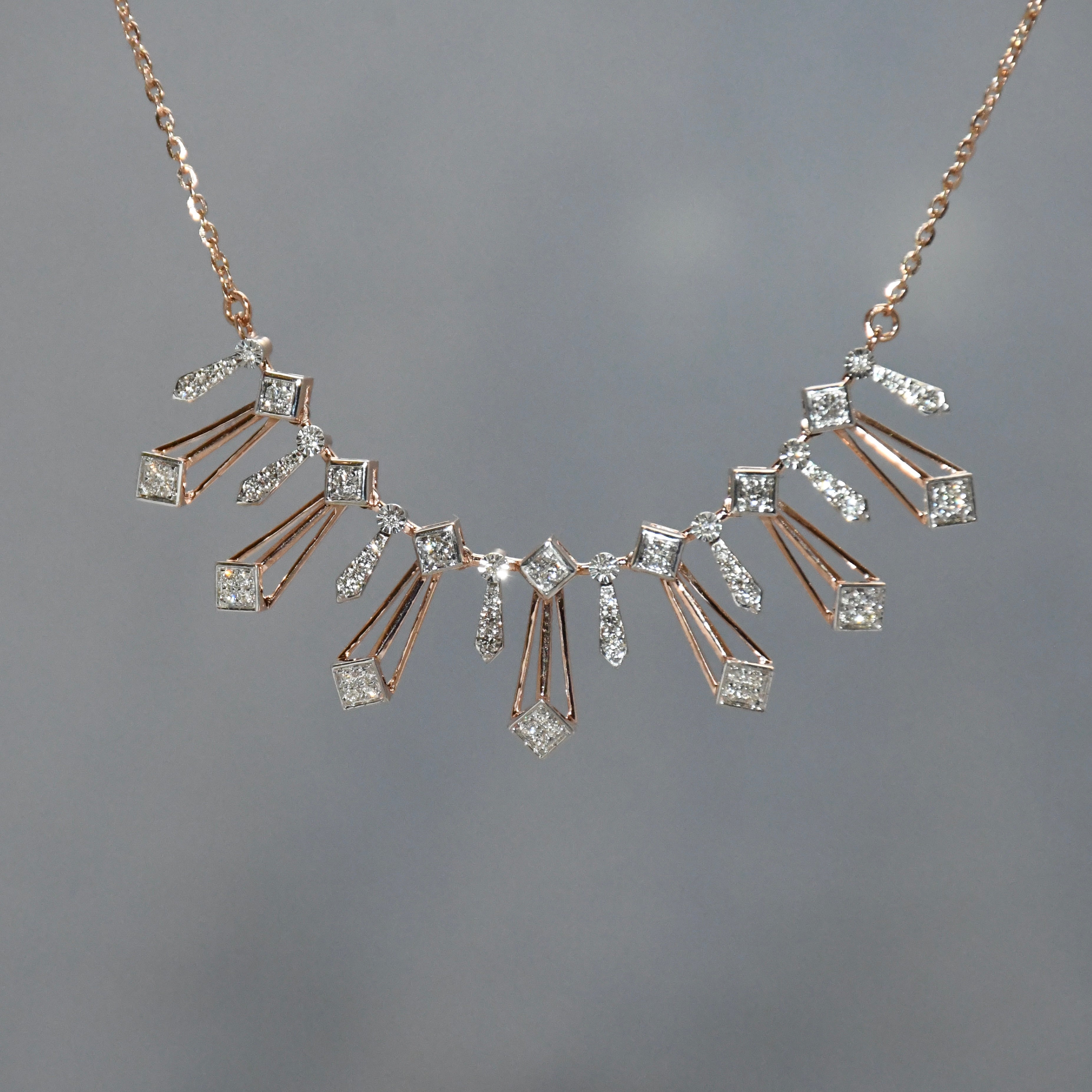 14K Gold Diamond Bridal Jewelry Set: Necklace & Earrings