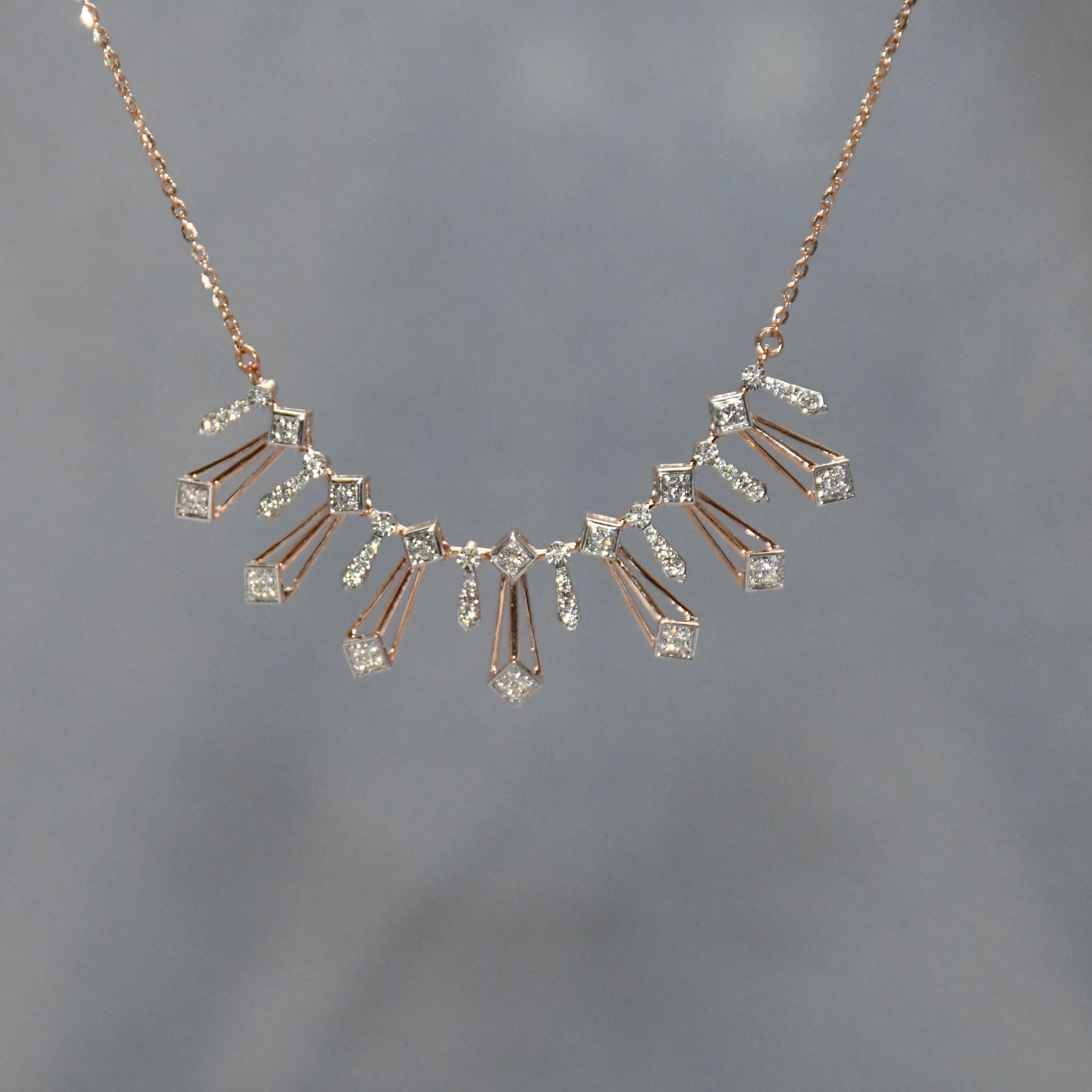 14K Gold Diamond Bridal Jewelry Set: Necklace & Earrings