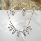 14K Gold Diamond Bridal Jewelry Set: Necklace & Earrings