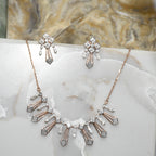 14K Gold Diamond Bridal Jewelry Set: Necklace & Earrings