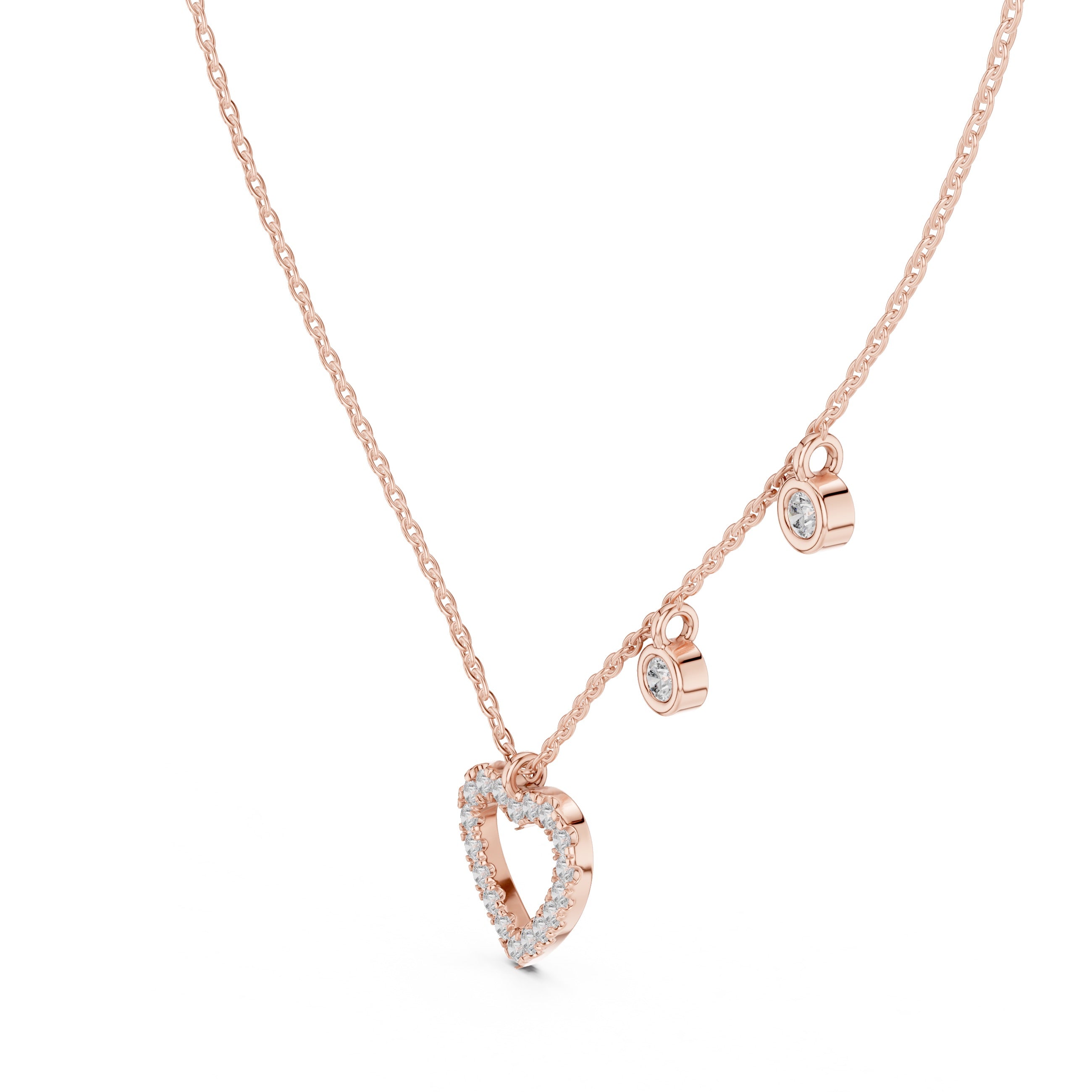 14K Gold Heart Diamond Pendant Necklace | Dainty Minimalist Chain, IGI Certified