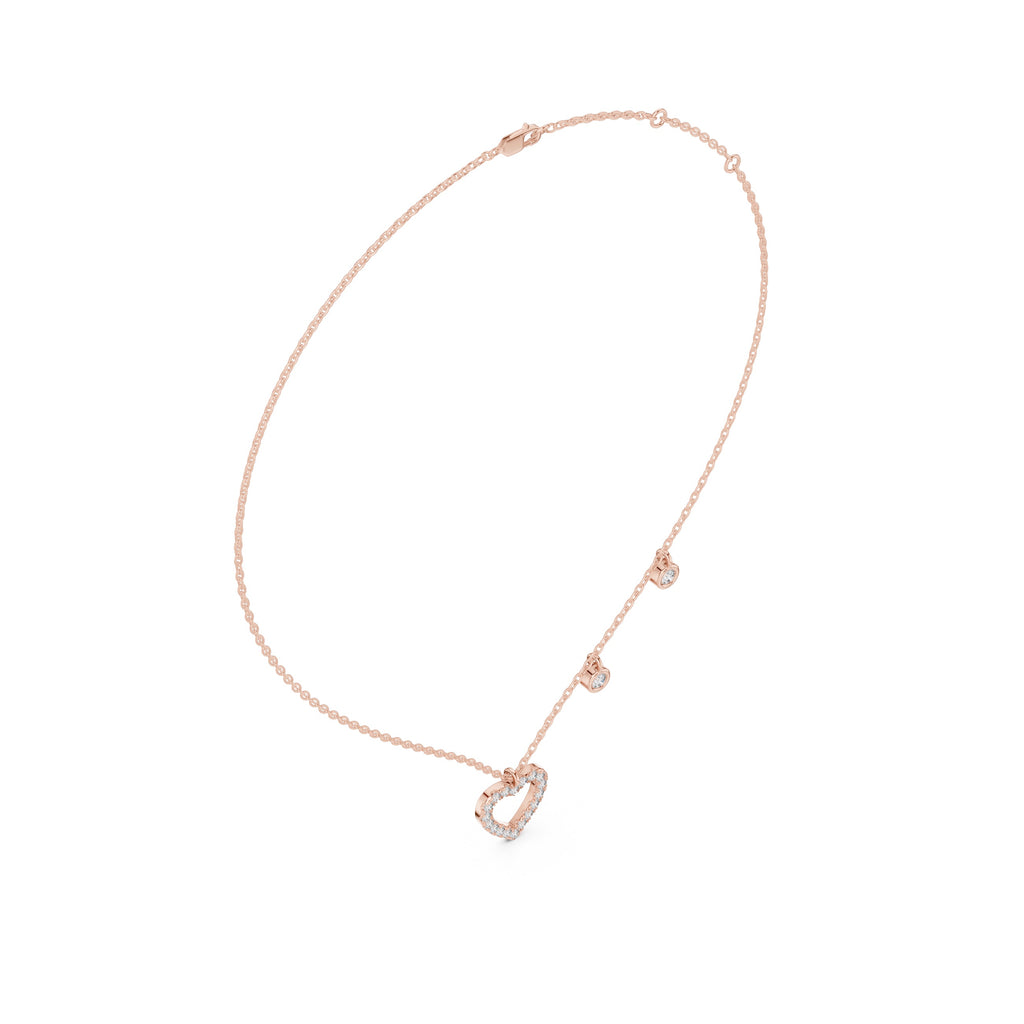 14K Gold Heart Diamond Pendant Necklace | Dainty Minimalist Chain, IGI Certified