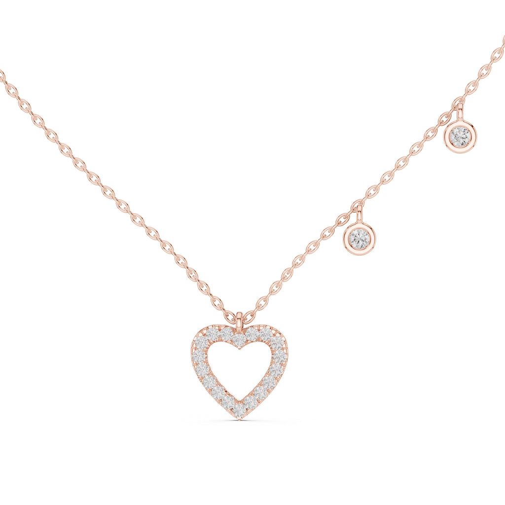14K Gold Heart Diamond Pendant Necklace | Dainty Minimalist Chain, IGI Certified