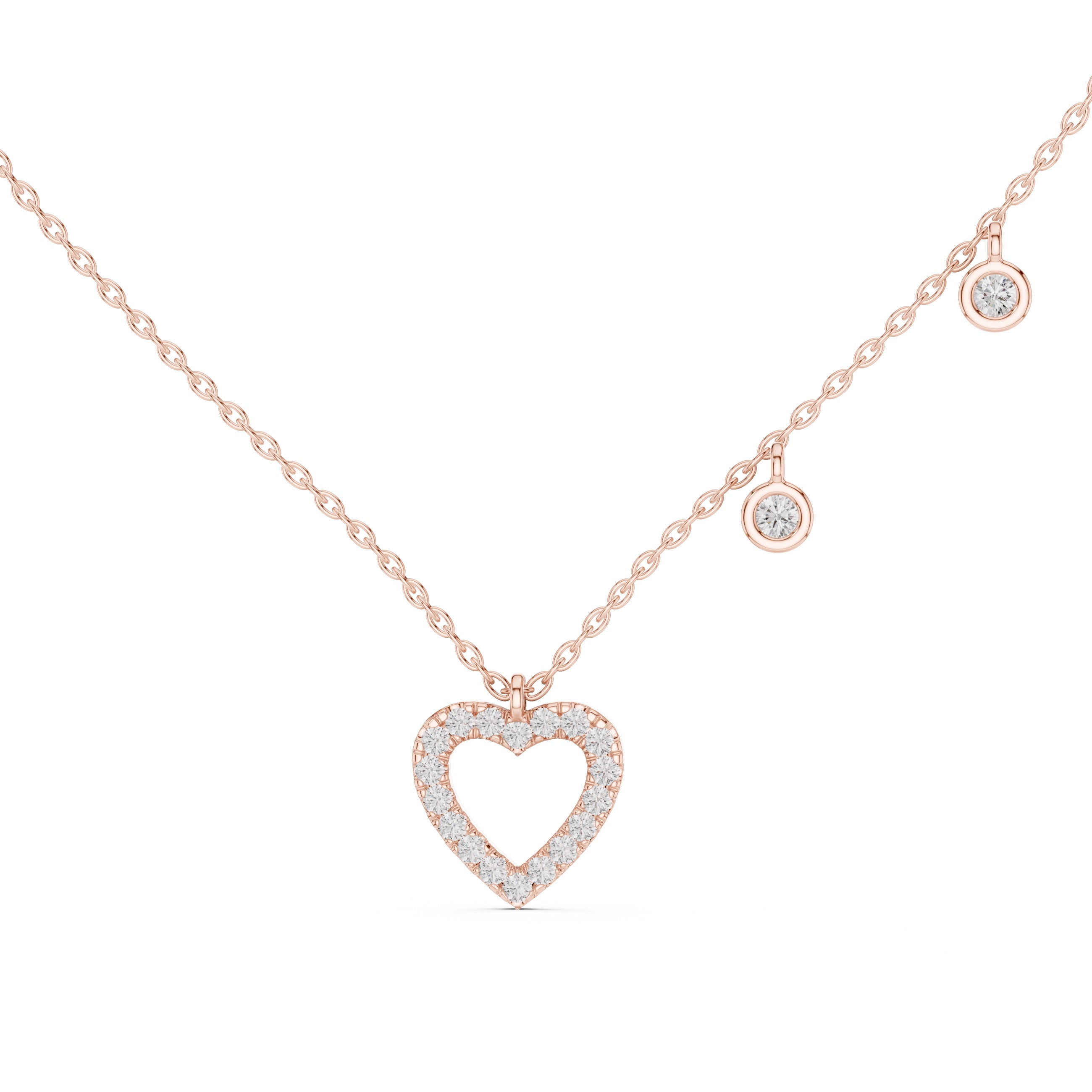 14K Gold Heart Diamond Pendant Necklace | Dainty Minimalist Chain, IGI Certified
