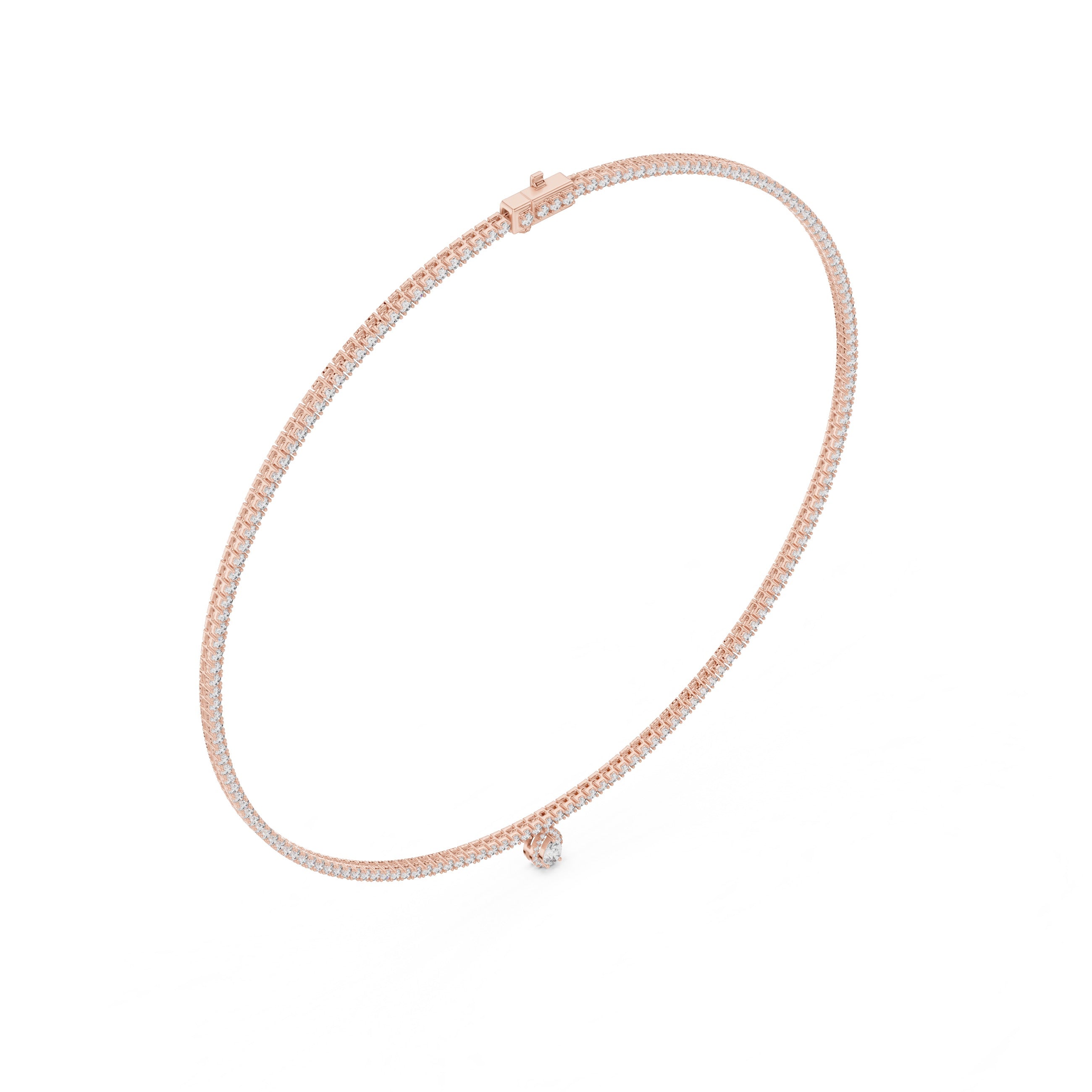 14K 18K Solid Gold Natural Diamond Pear Pendant Tennis Necklace Chain IGI Certified