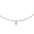 14K 18K Solid Gold Natural Diamond Pear Pendant Tennis Necklace Chain IGI Certified
