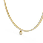 14K 18K Solid Gold Natural Diamond Pear Pendant Tennis Necklace Chain IGI Certified