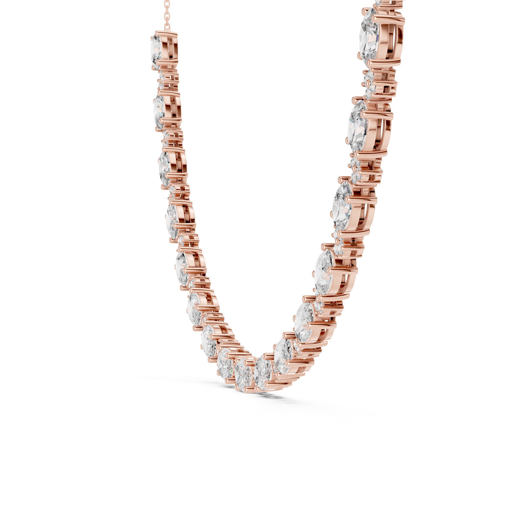 14K 18K Solid Gold Natural Diamond Oval Shape Necklace Chain IGI Certified