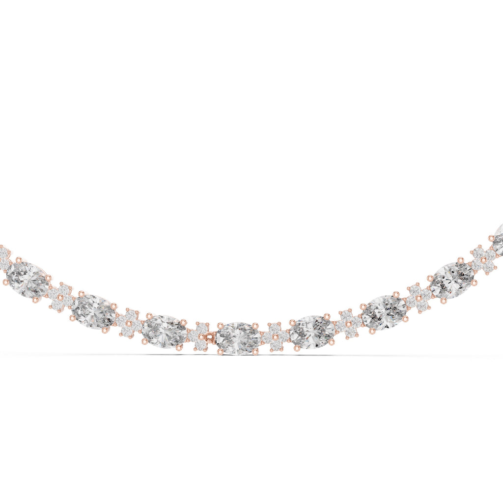14K 18K Solid Gold Natural Diamond Oval Shape Necklace Chain IGI Certified