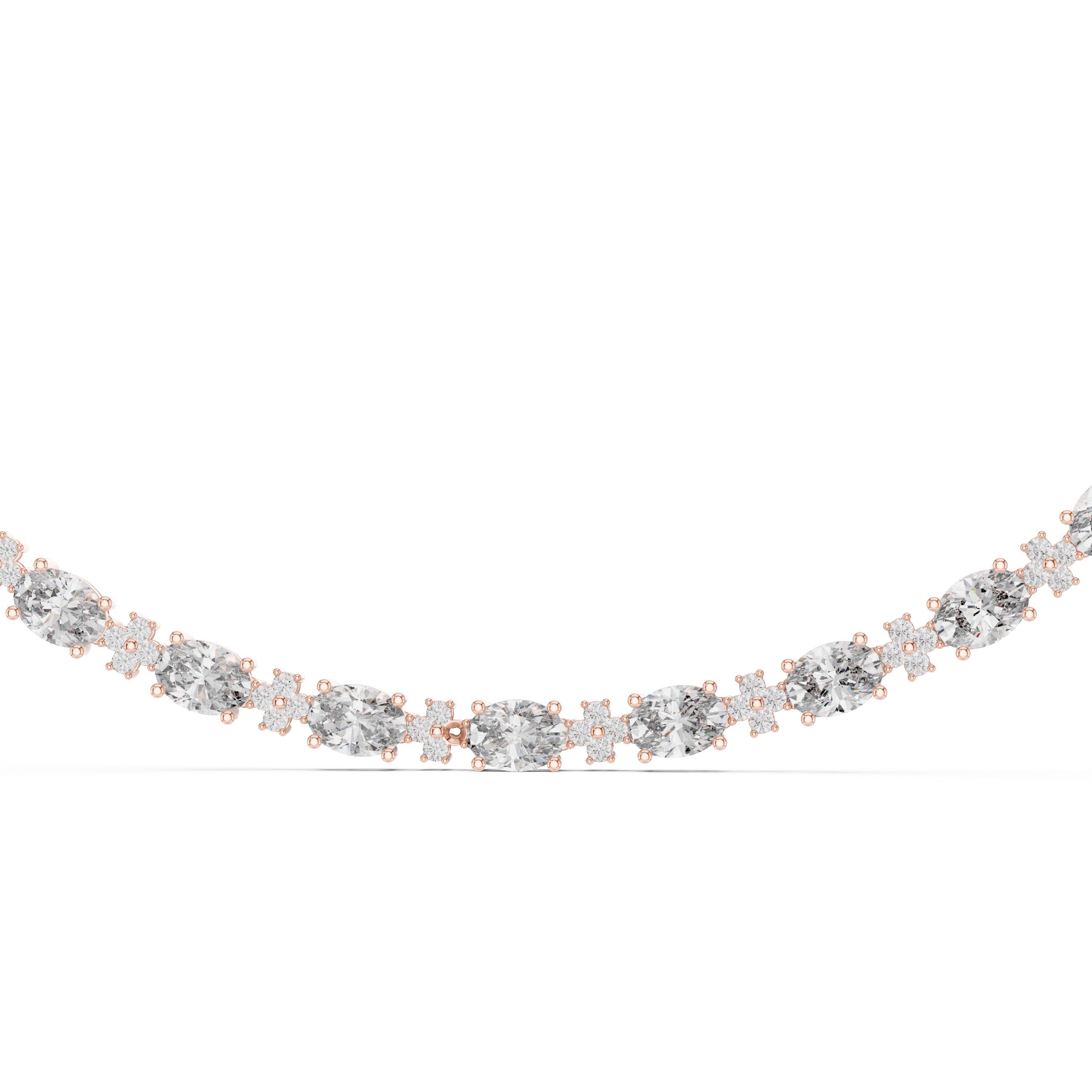 14K 18K Solid Gold Natural Diamond Oval Shape Necklace Chain IGI Certified
