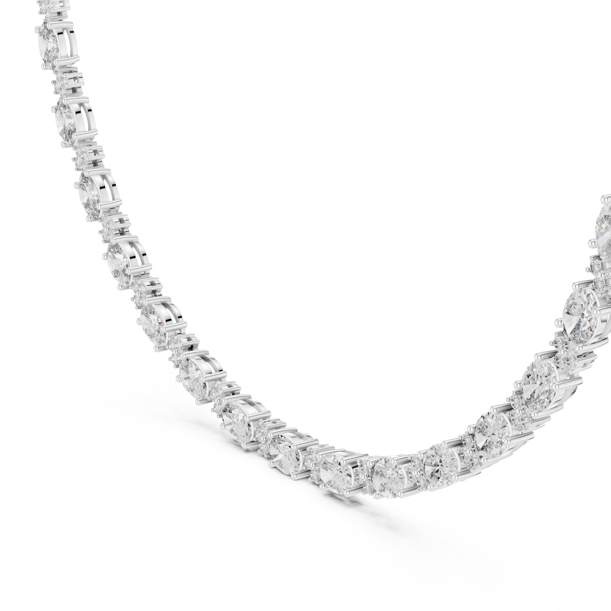 14K 18K Solid Gold Natural Diamond Oval Shape Necklace Chain IGI Certified