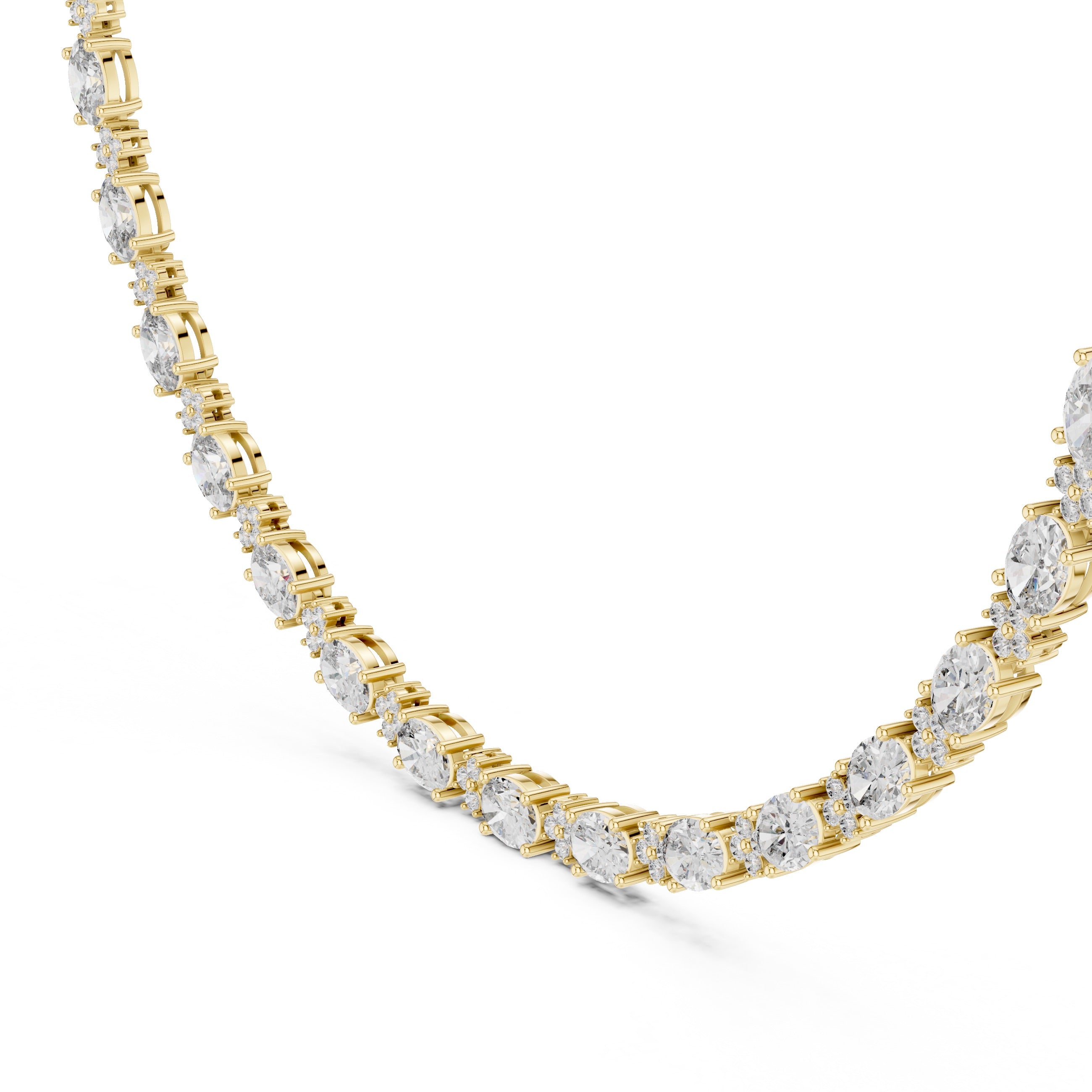 14K 18K Solid Gold Natural Diamond Oval Shape Necklace Chain IGI Certified