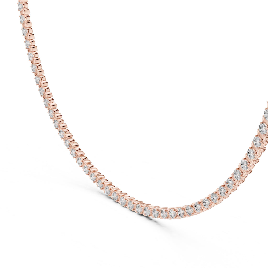 Natural Diamond Tennis Necklace, Solid Gold &  IGI Certified